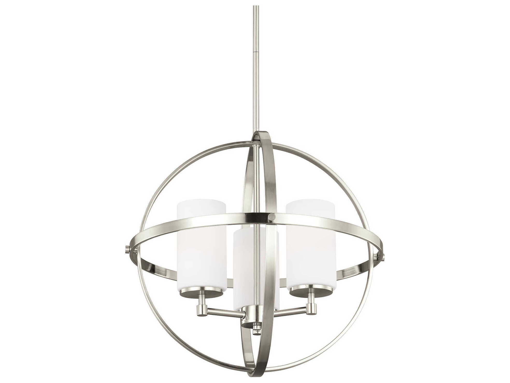 Generation Lighting Alturas 3-Light Brushed Nickel Glass Globe Chandelier