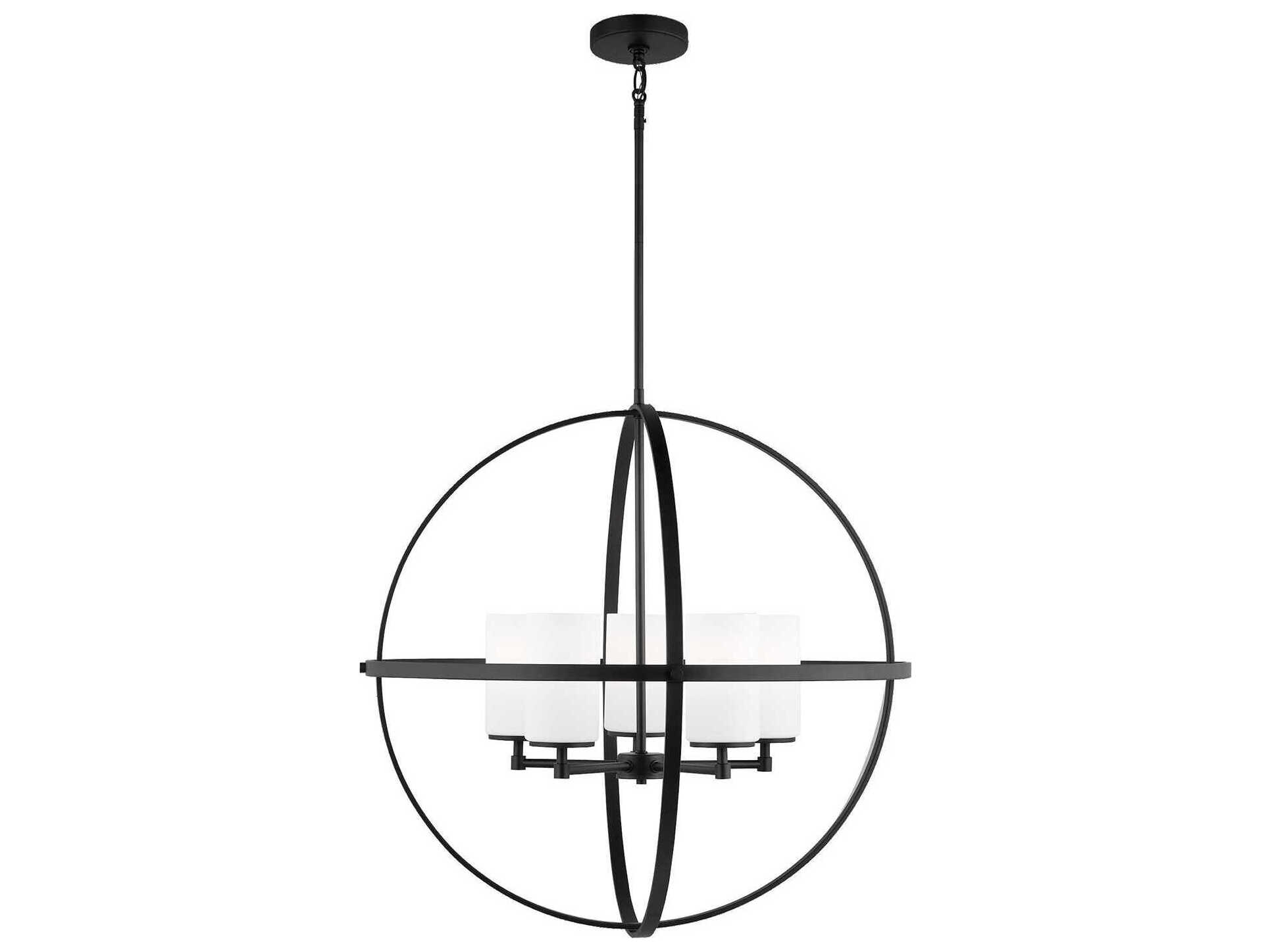 Generation Lighting Alturas 5-Light Midnight Black Glass Globe Chandelier