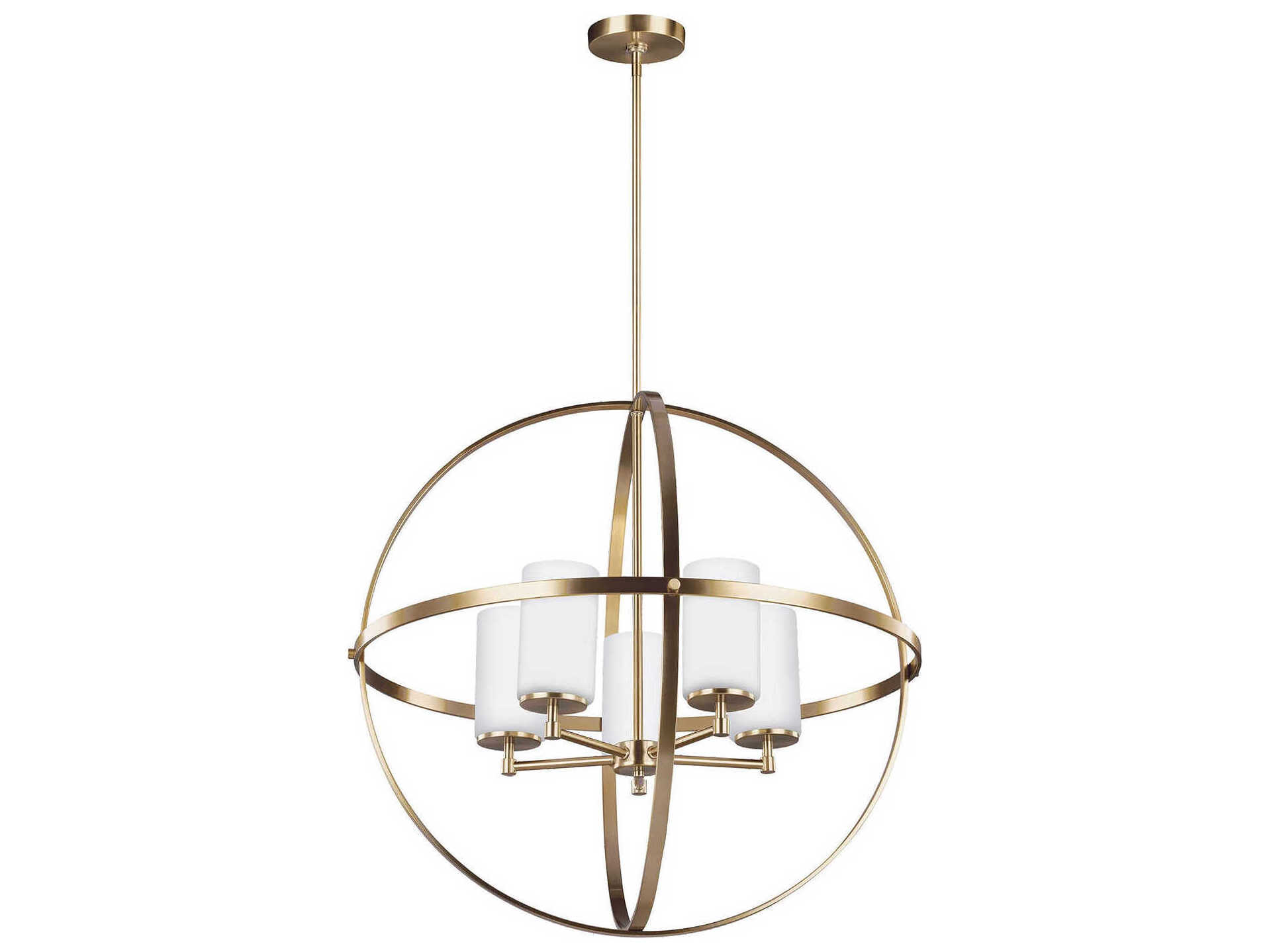 Generation Lighting Alturas 5-Light Satin Brass Glass Globe Chandelier