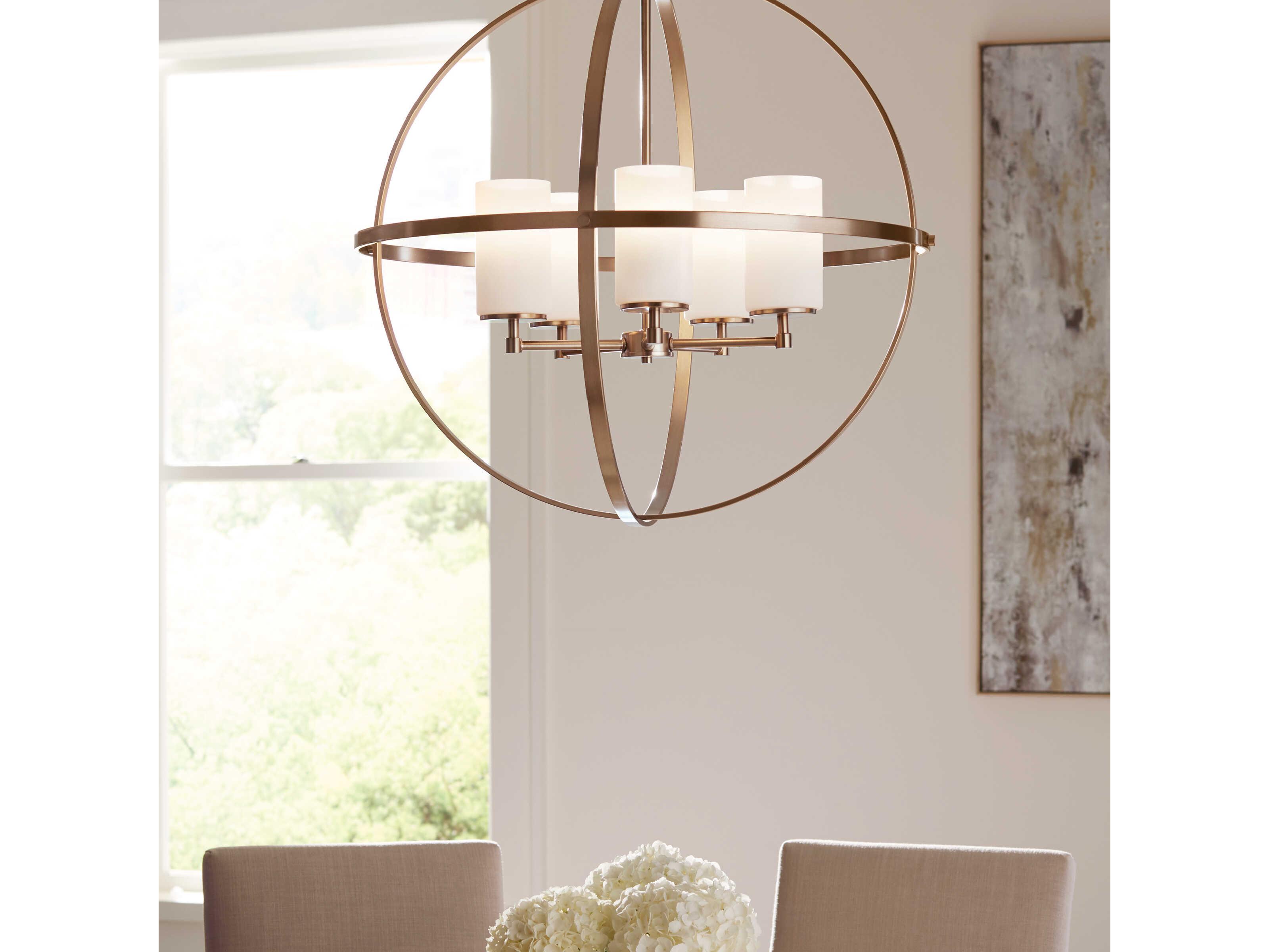 Generation Lighting Alturas 5-Light Satin Brass Glass Globe Chandelier