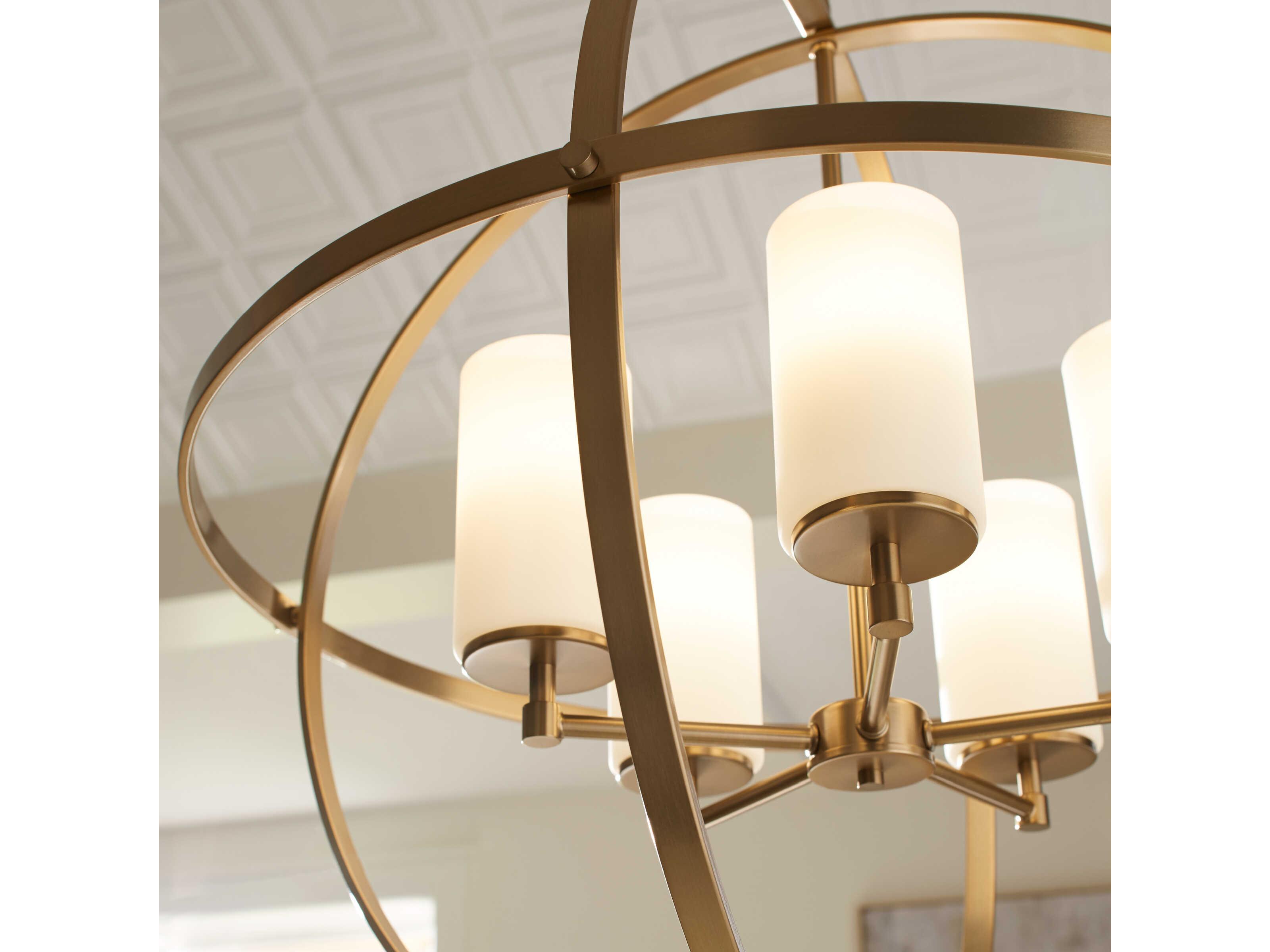 Generation Lighting Alturas 5-Light Satin Brass Glass Globe Chandelier