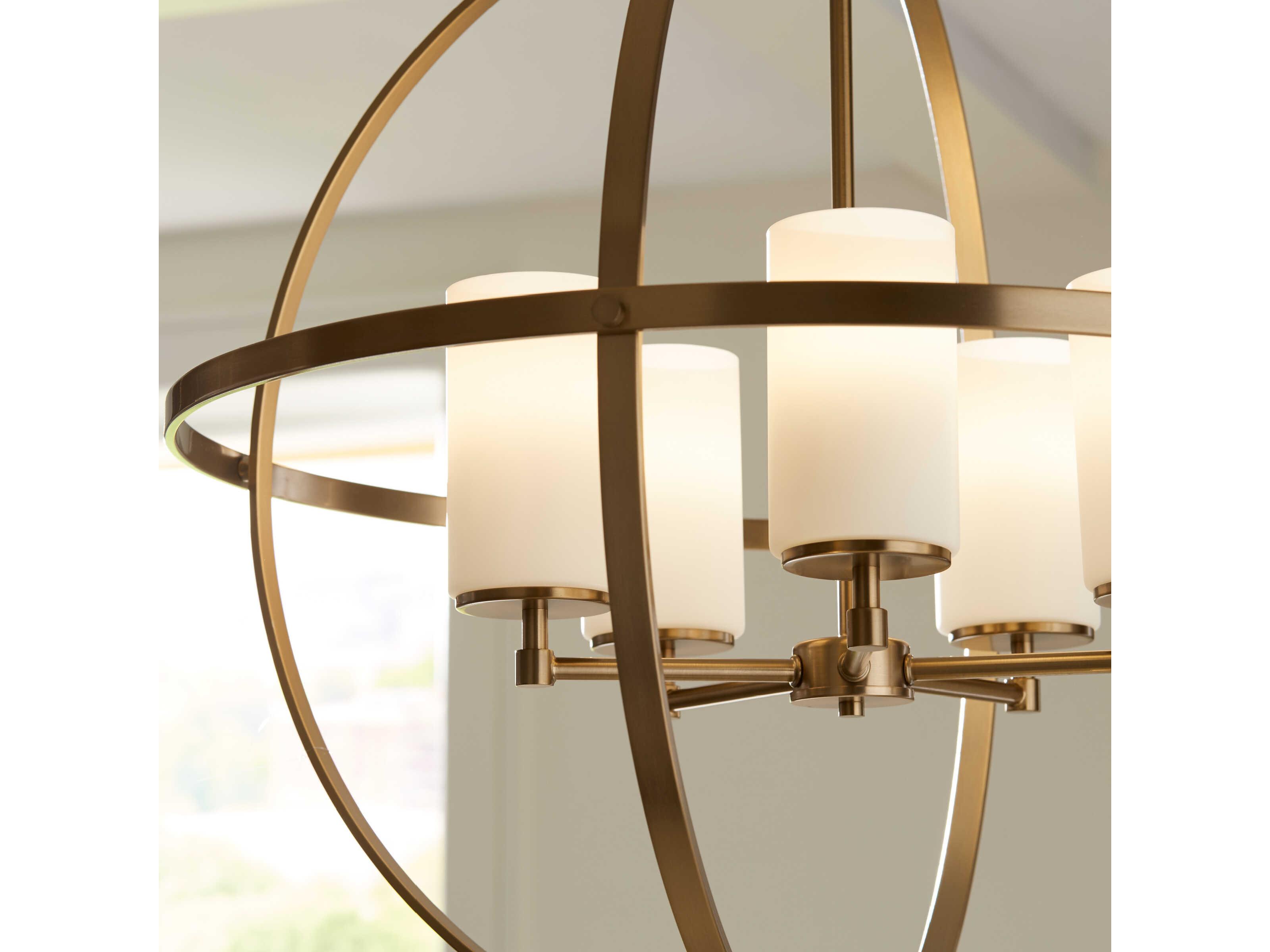 Generation Lighting Alturas 5-Light Satin Brass Glass Globe Chandelier