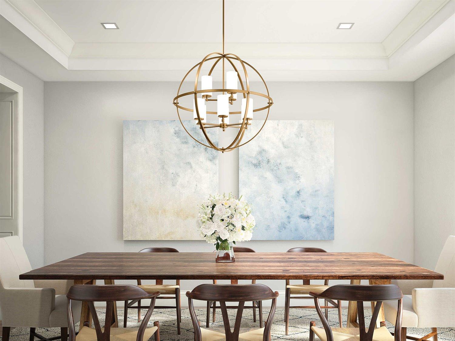 Generation Lighting Alturas 9-Light Satin Brass Glass Globe Chandelier