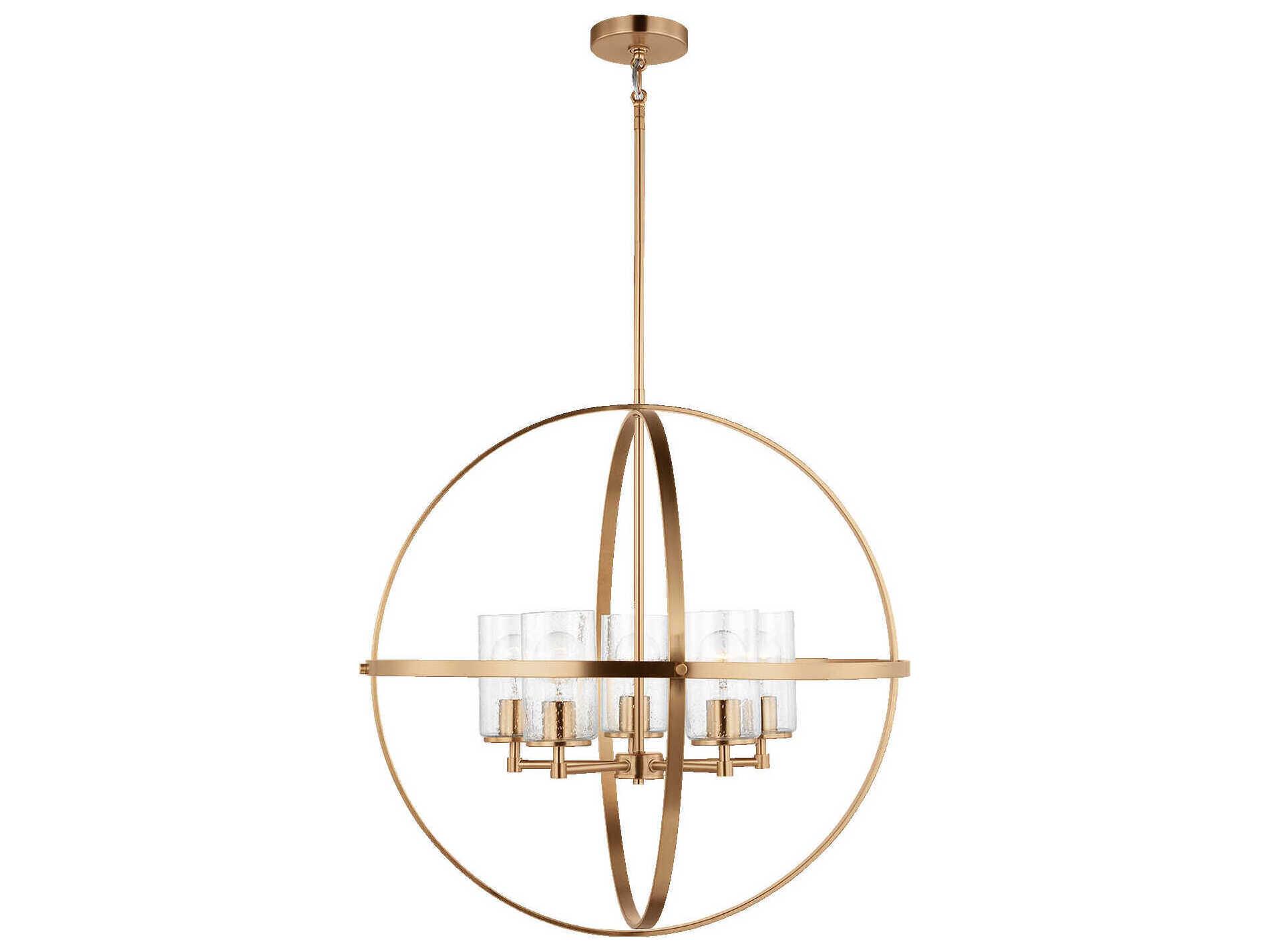 Generation Lighting Alturas 5-Light Satin Brass Glass Globe Chandelier