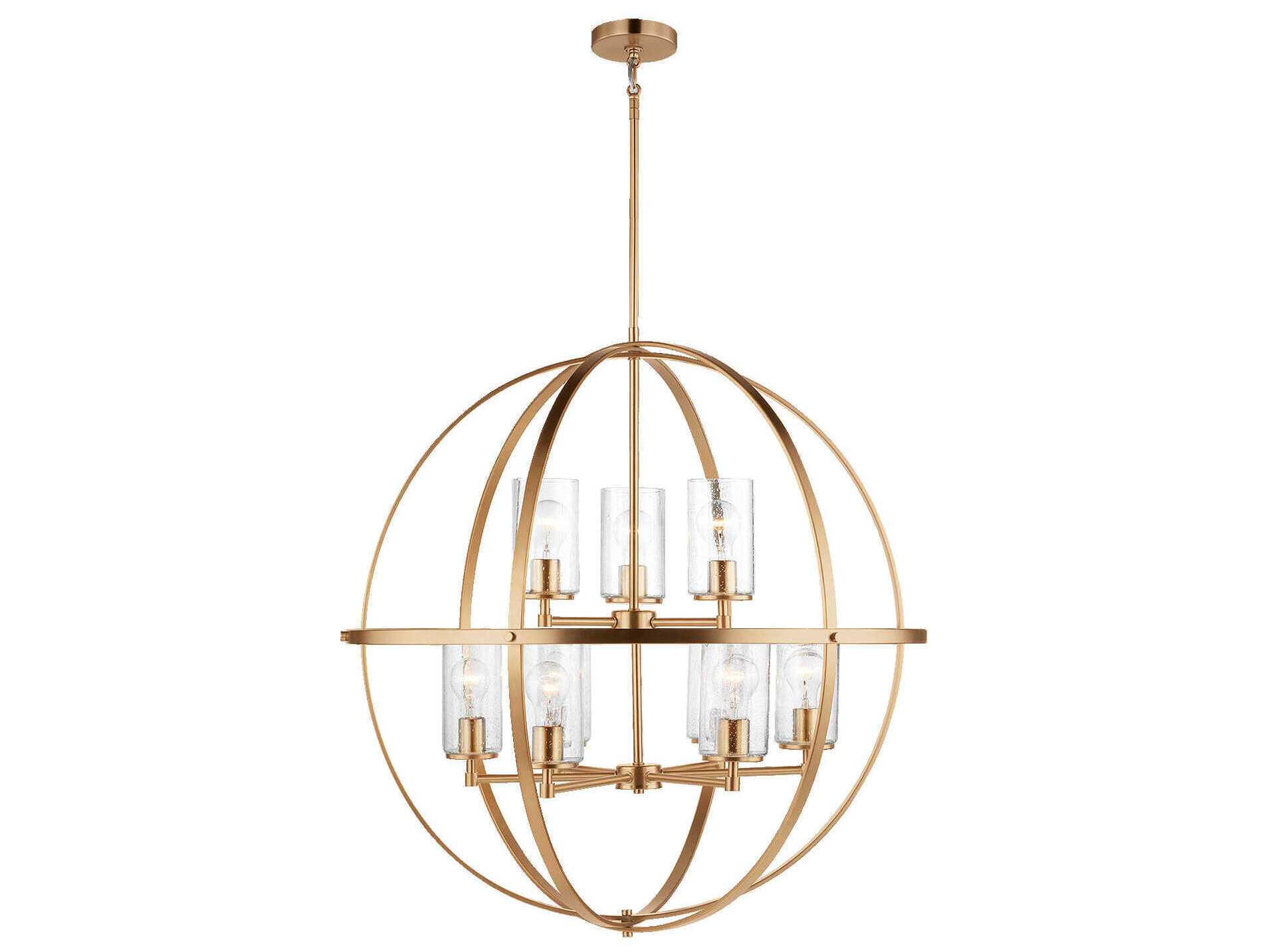 Generation Lighting Alturas 9-Light Satin Brass Glass Globe Chandelier
