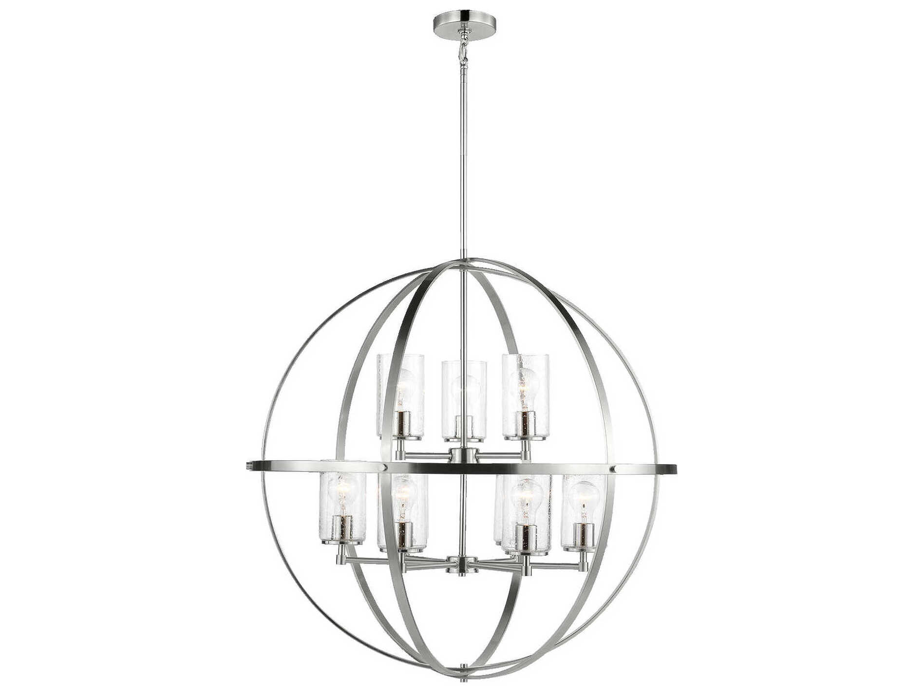 Generation Lighting Alturas 9-Light Brushed Nickel Glass Globe Chandelier