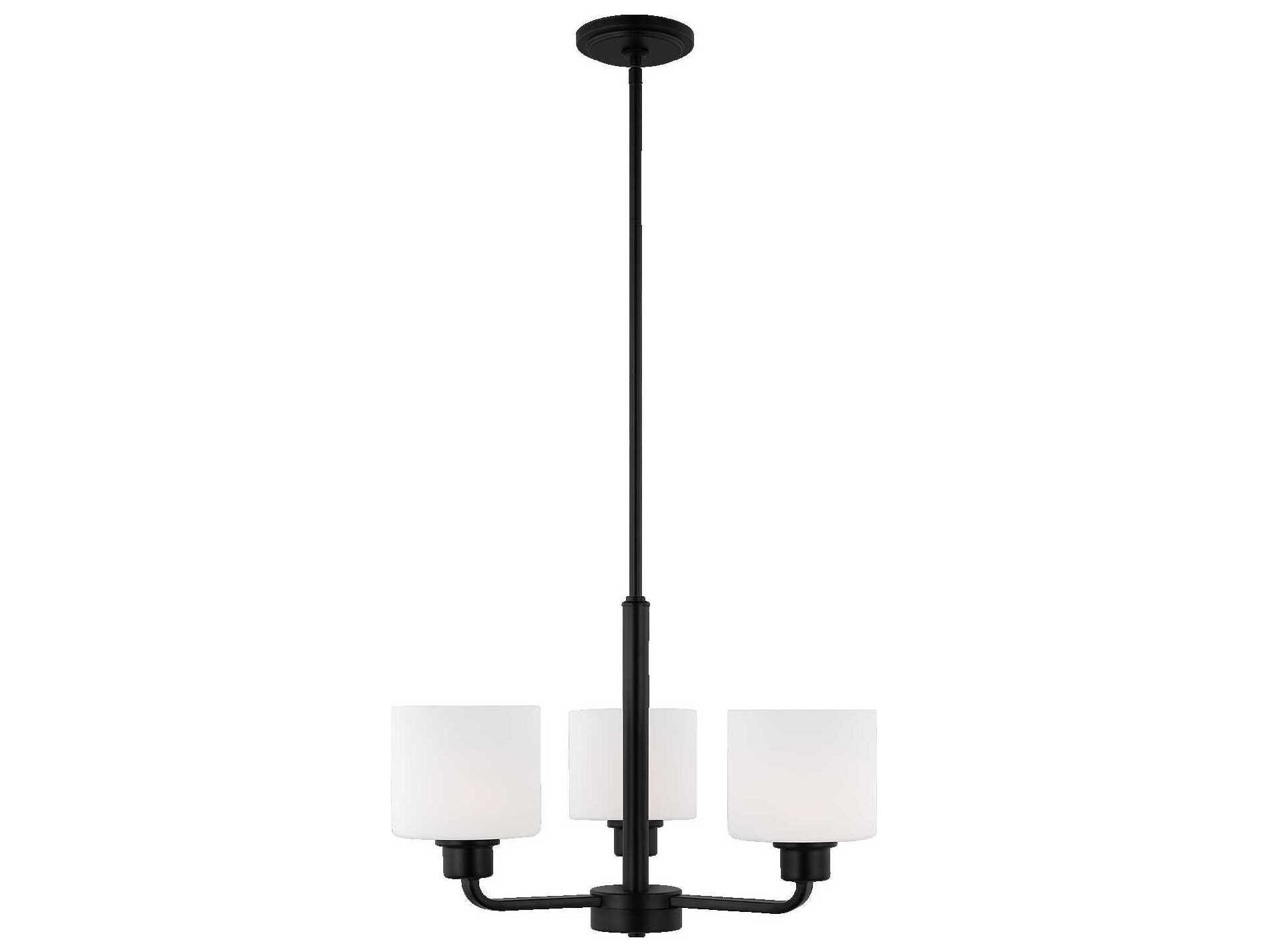 Generation Lighting Canfield 3-Light Midnight Black Glass Drum Chandelier