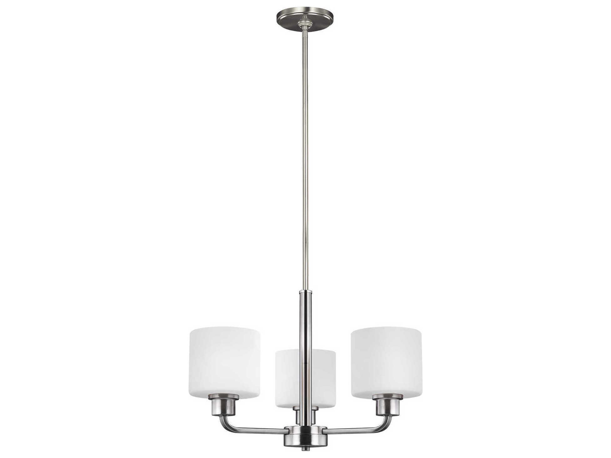 Generation Lighting Canfield 3-Light Brushed Nickel Glass Drum Chandelier