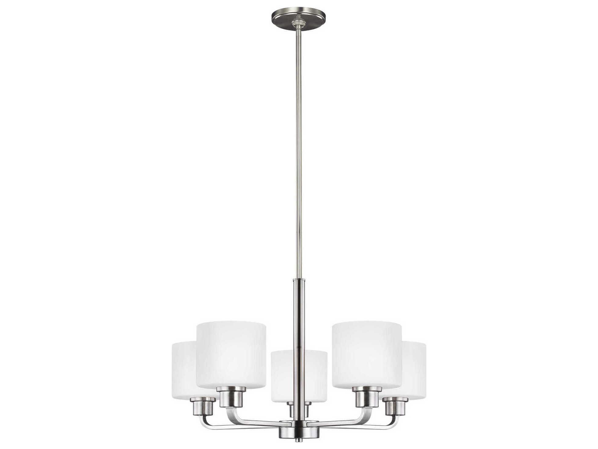 Generation Lighting Canfield 5-Light Brushed Nickel Glass Drum Chandelier