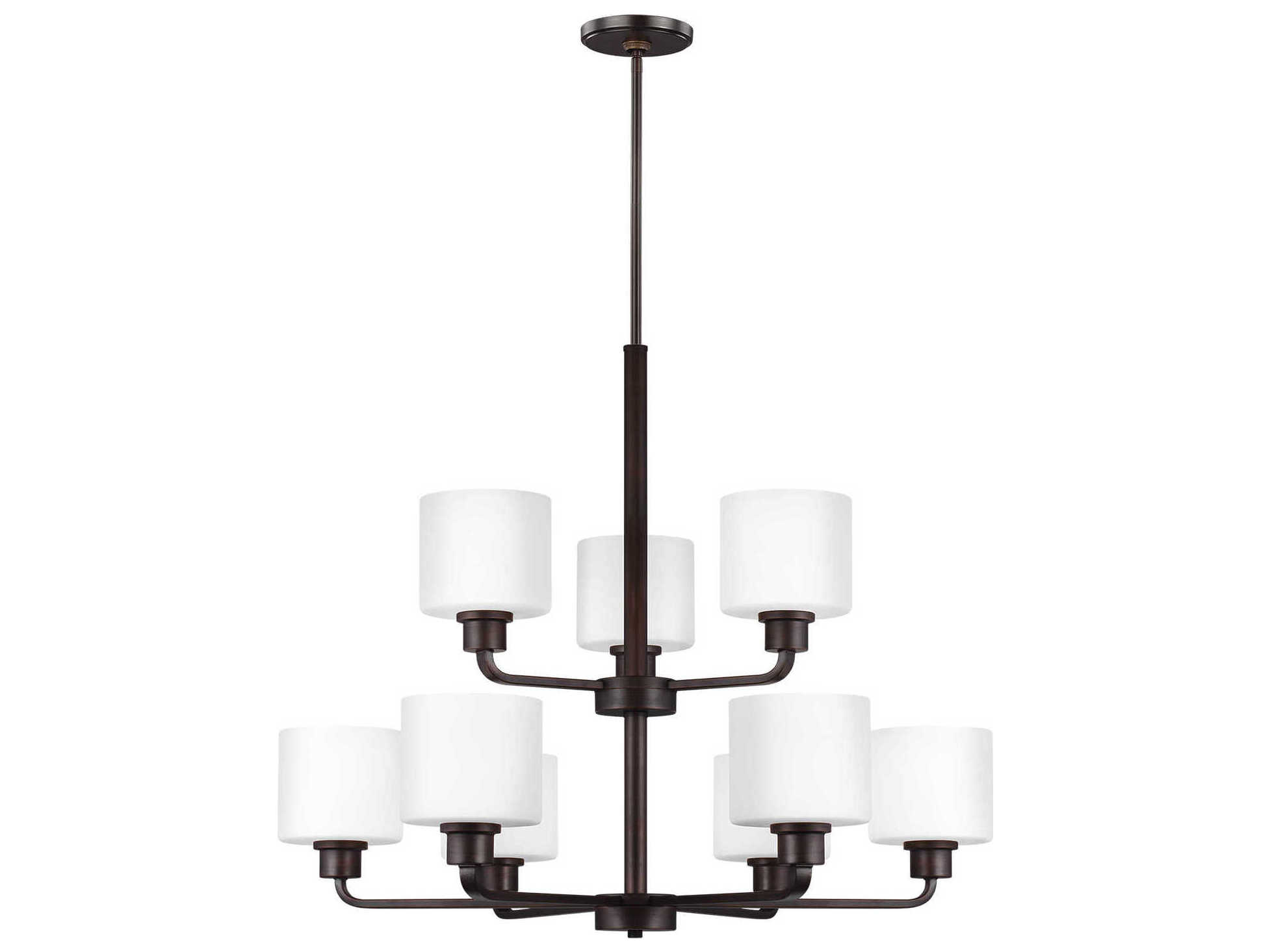 Generation Lighting Canfield 9-Light Bronze Glass Drum Tiered Chandelier