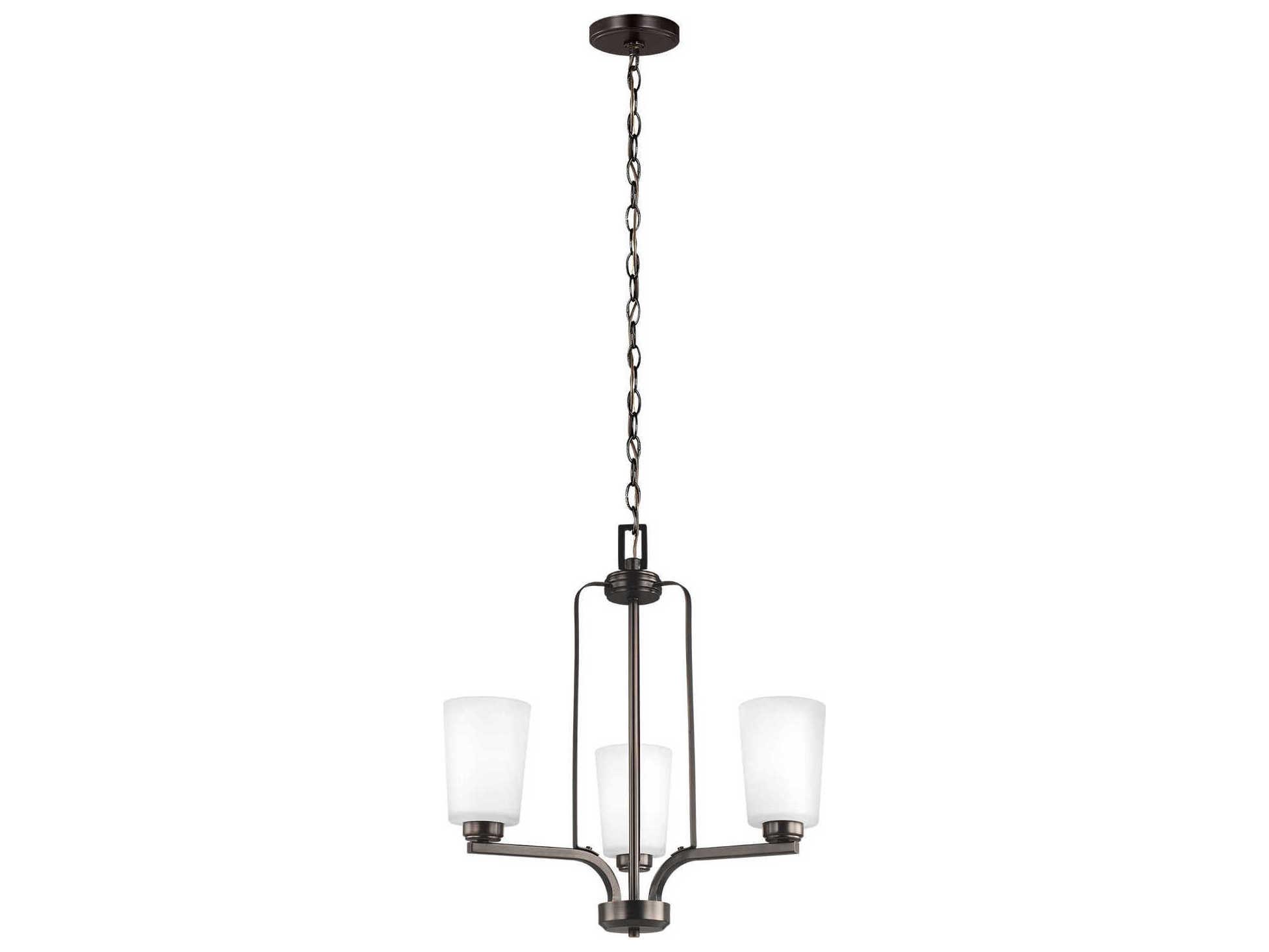 Generation Lighting Franport 3-Light Bronze Glass Cylinder Chandelier