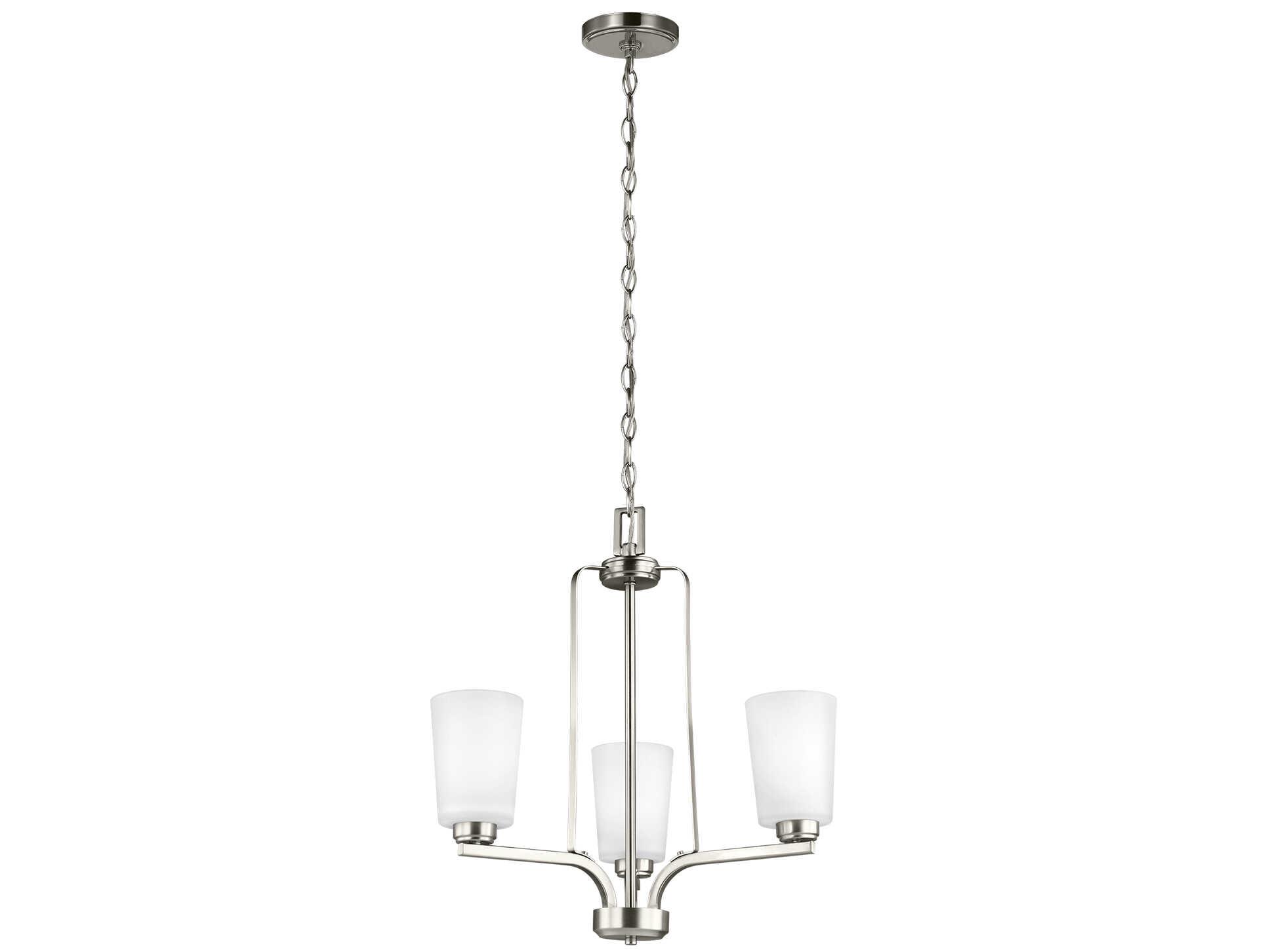 Generation Lighting Franport 3-Light Brushed Nickel Glass Cylinder Chandelier