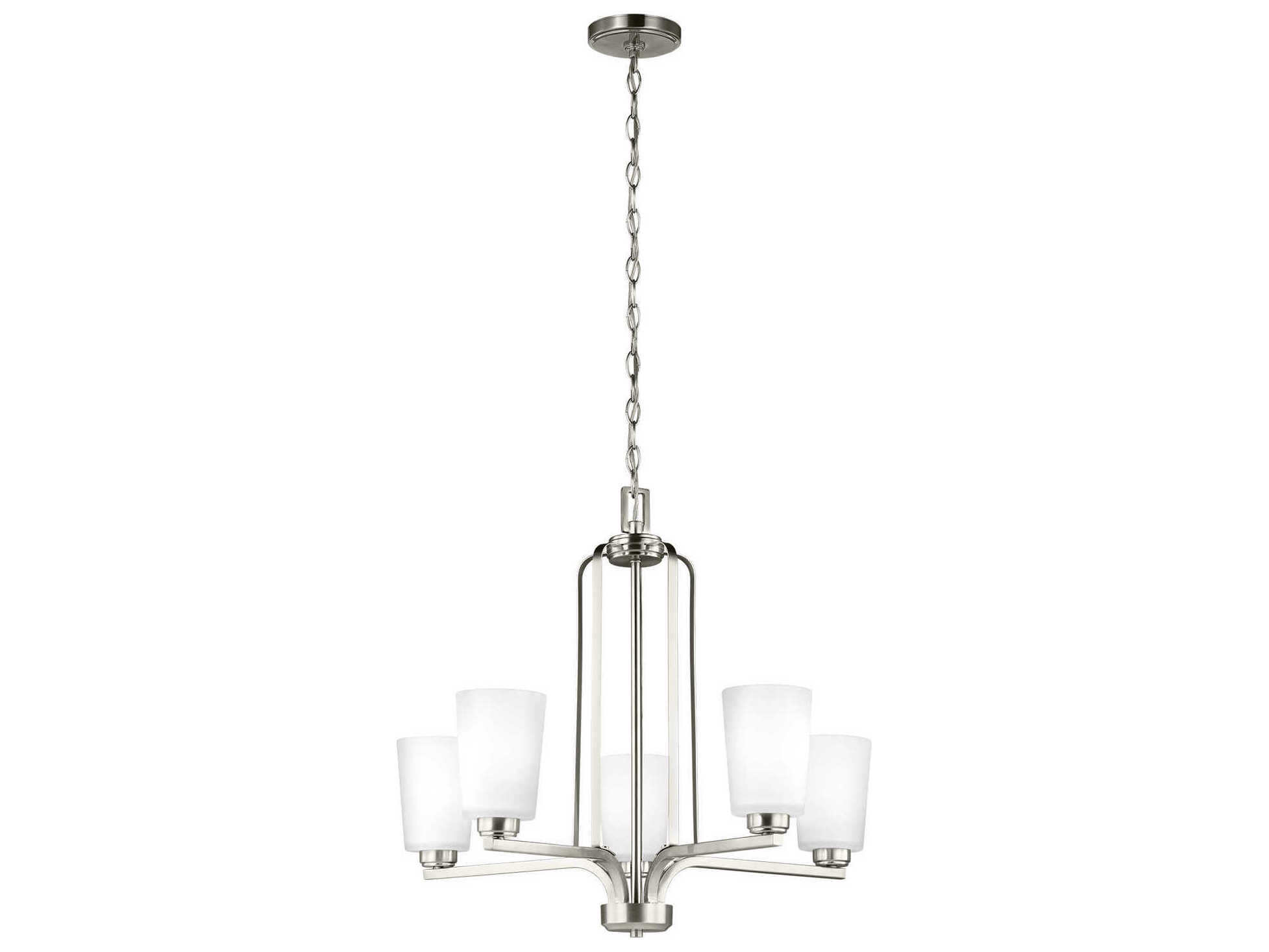 Generation Lighting Franport 5-Light Brushed Nickel Glass Cylinder Chandelier