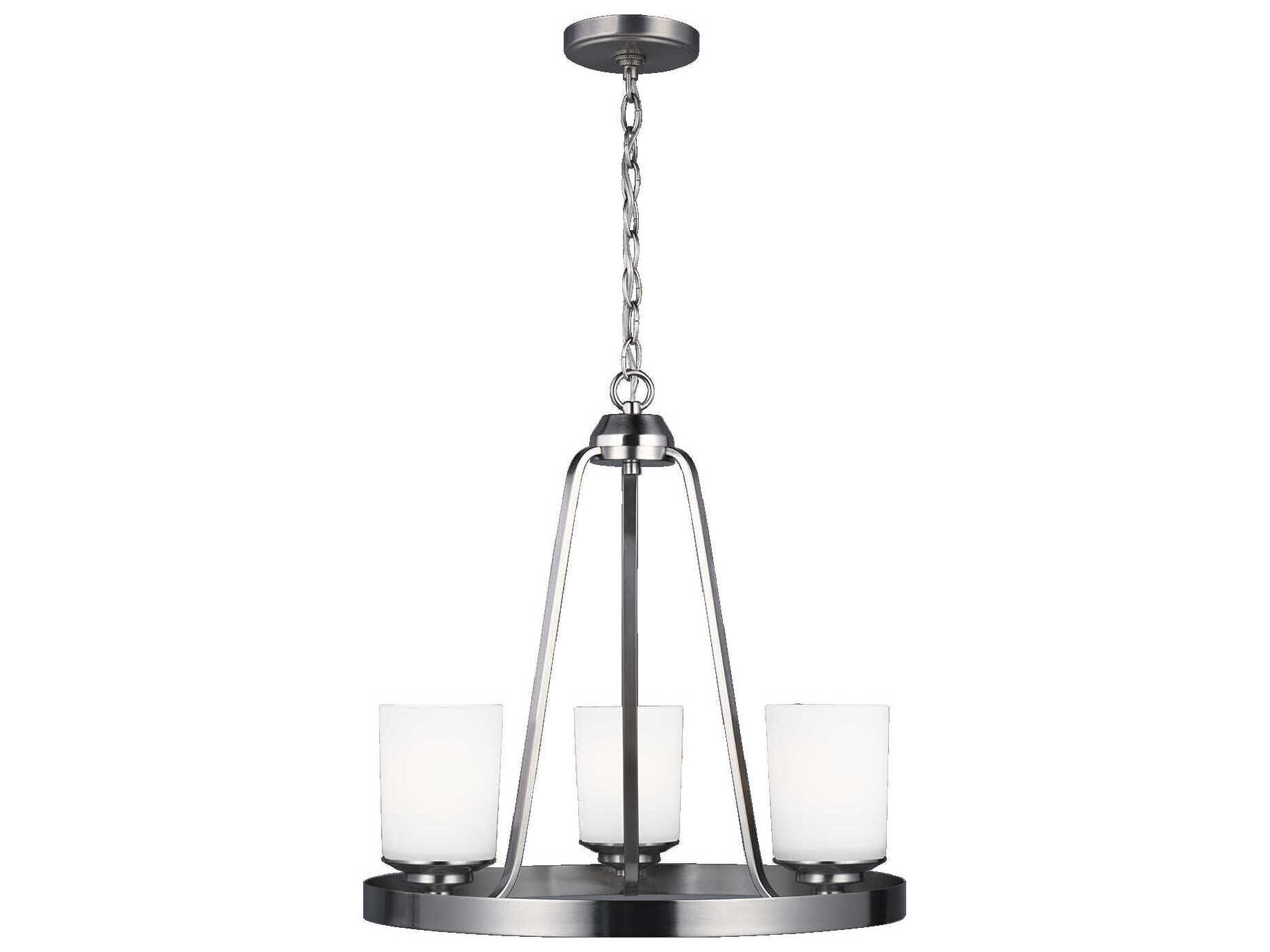 Generation Lighting Kemal 3-Light Brushed Nickel Glass Cylinder Chandelier