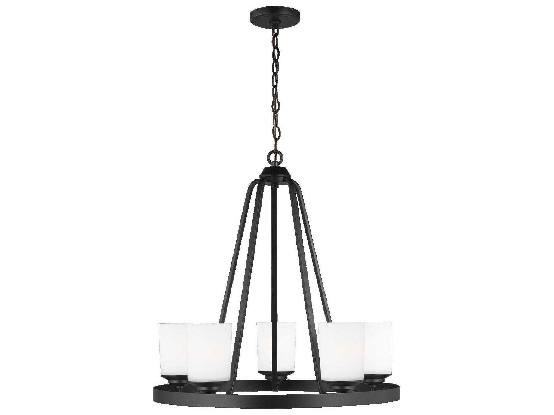 Generation Lighting Kemal 5-Light Midnight Black Glass Cylinder Chandelier