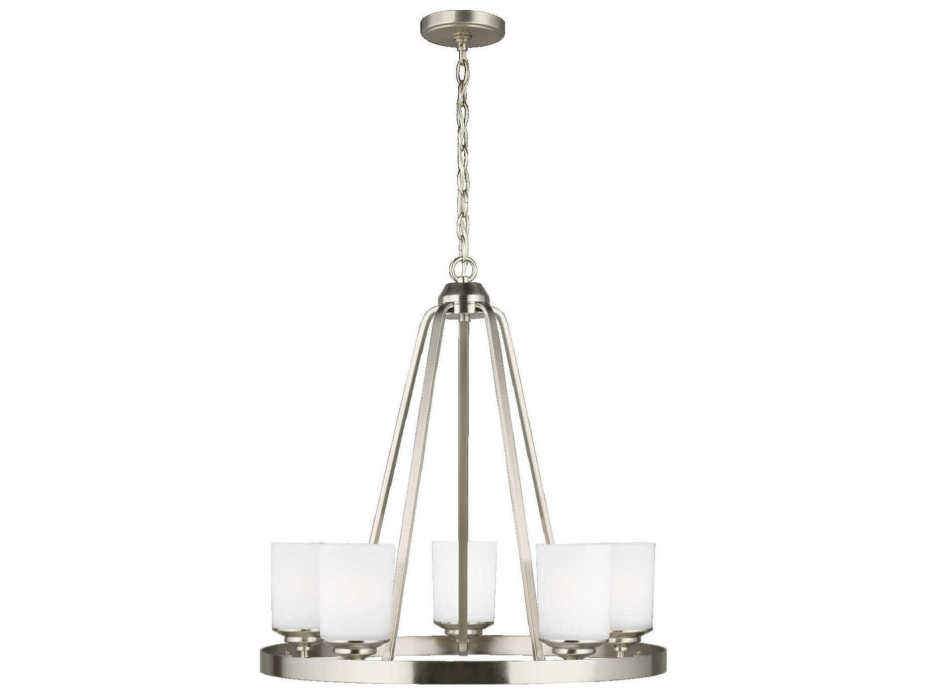 Generation Lighting Kemal 5-Light Brushed Nickel Glass Cylinder Chandelier