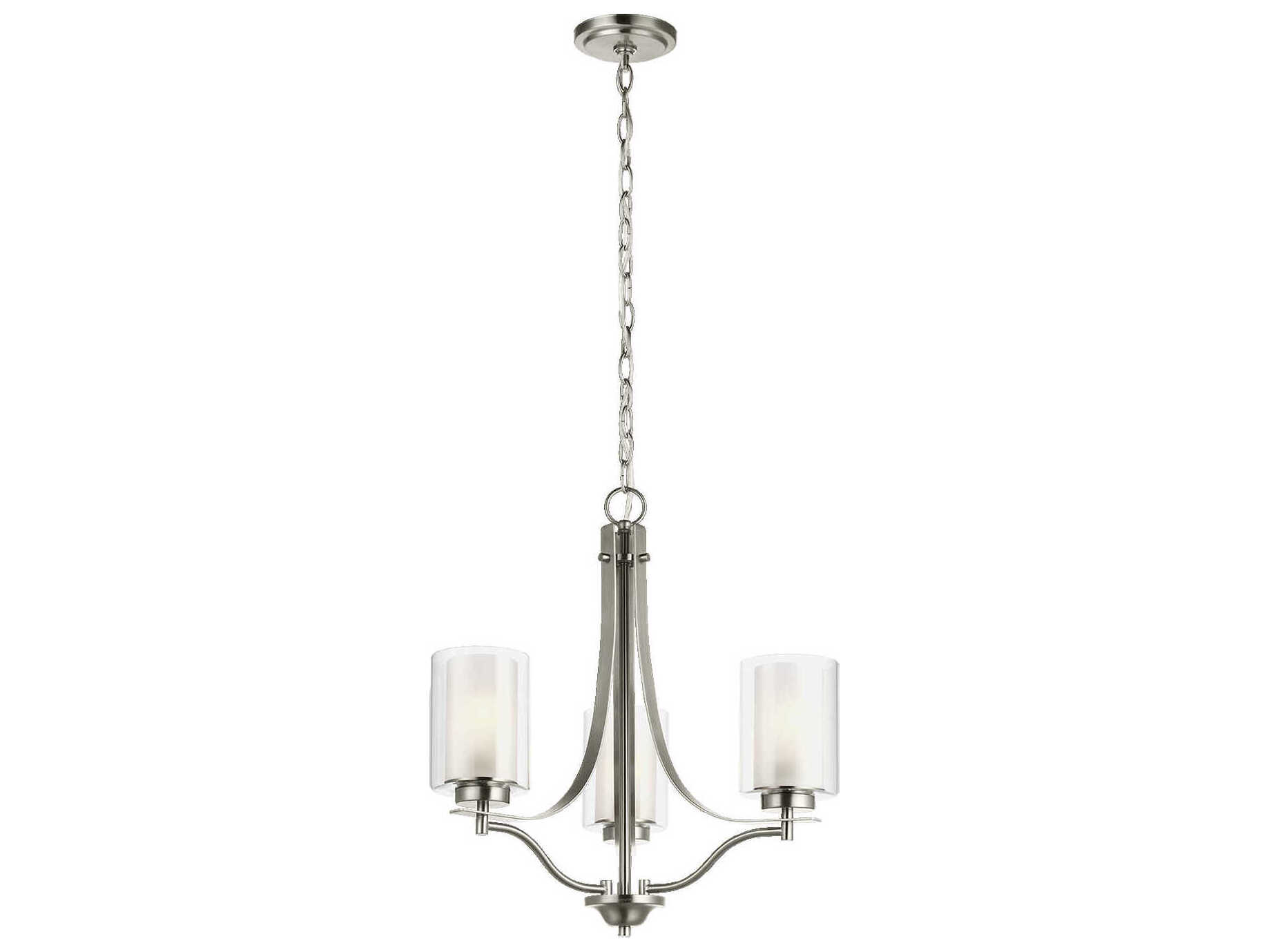 Generation Lighting Elmwood Park 3-Light Brushed Nickel Glass Cylinder Chandelier
