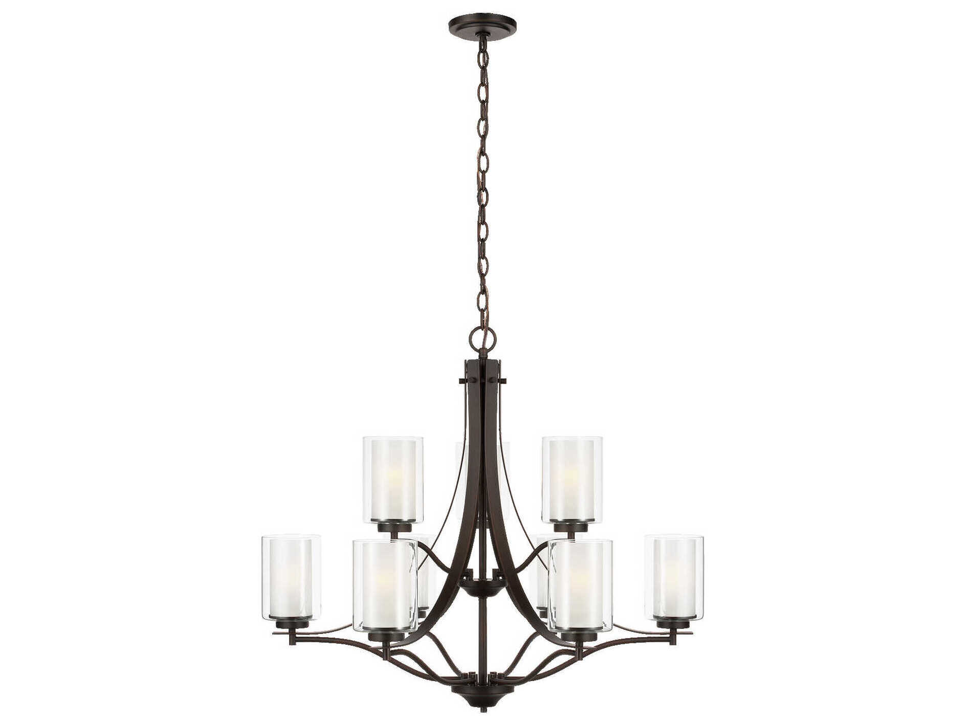 Generation Lighting Elmwood Park 9-Light Bronze Glass Cylinder Chandelier