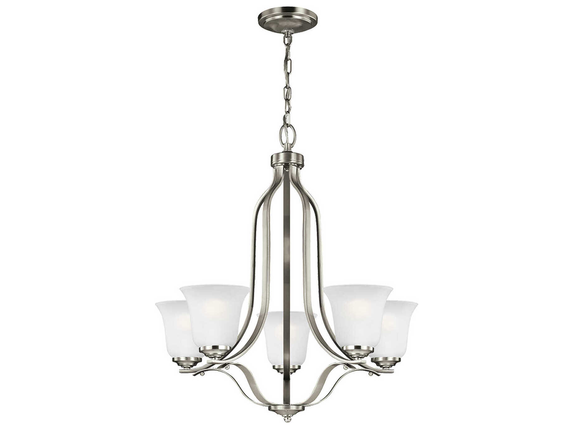 Generation Lighting Emmons 5-Light Brushed Nickel Glass Bell Chandelier