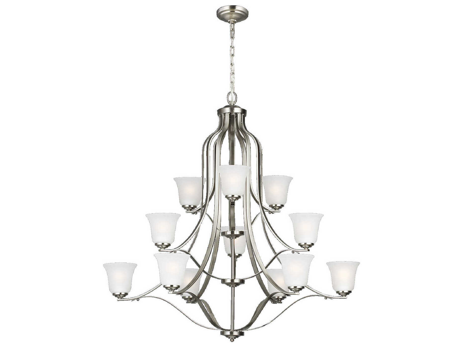 Generation Lighting Emmons 12-Light Brushed Nickel Glass Bell Tiered Chandelier