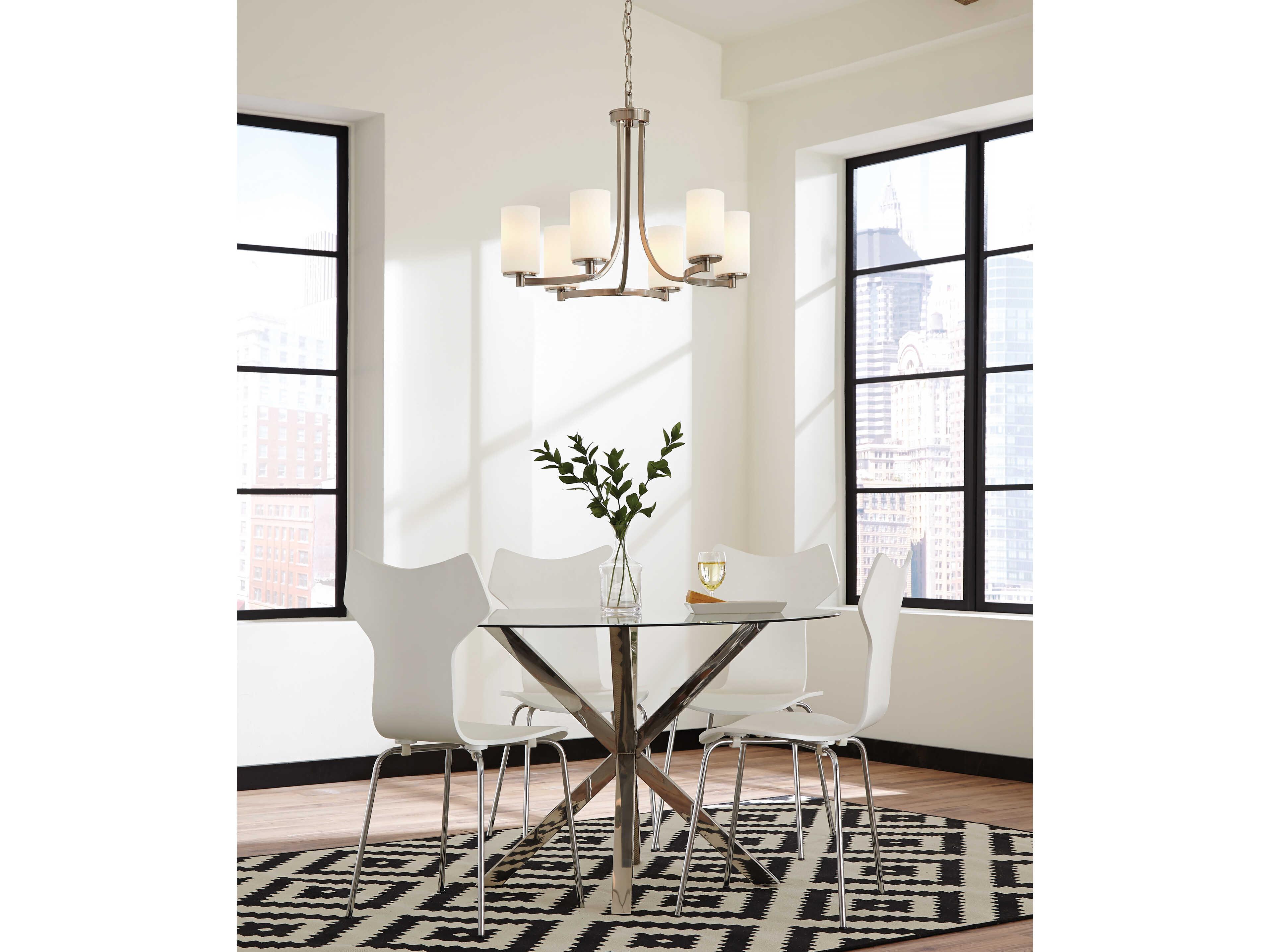 Generation Lighting Hettinger 6-Light Brushed Nickel Glass Cylinder Chandelier