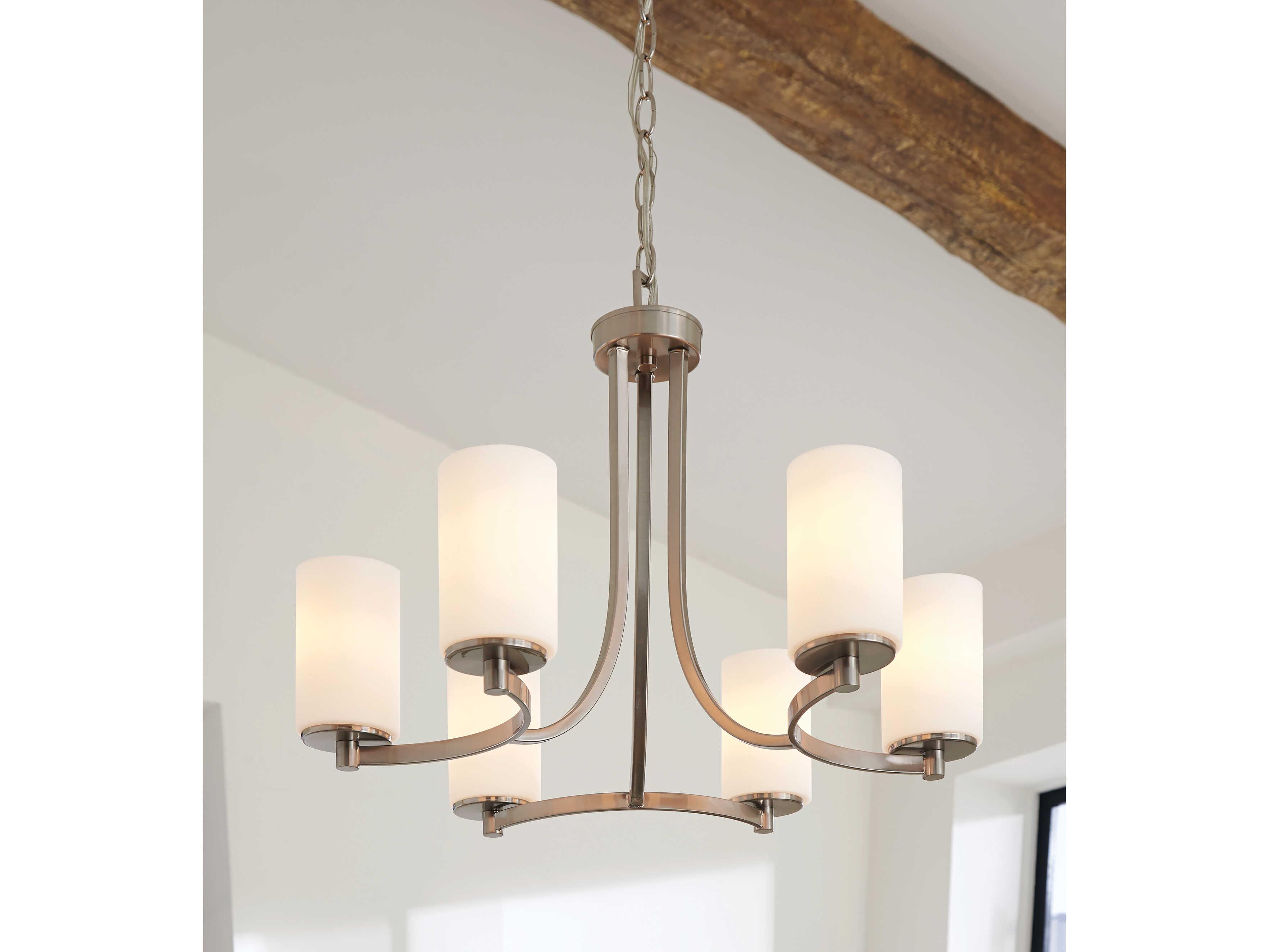 Generation Lighting Hettinger 6-Light Brushed Nickel Glass Cylinder Chandelier