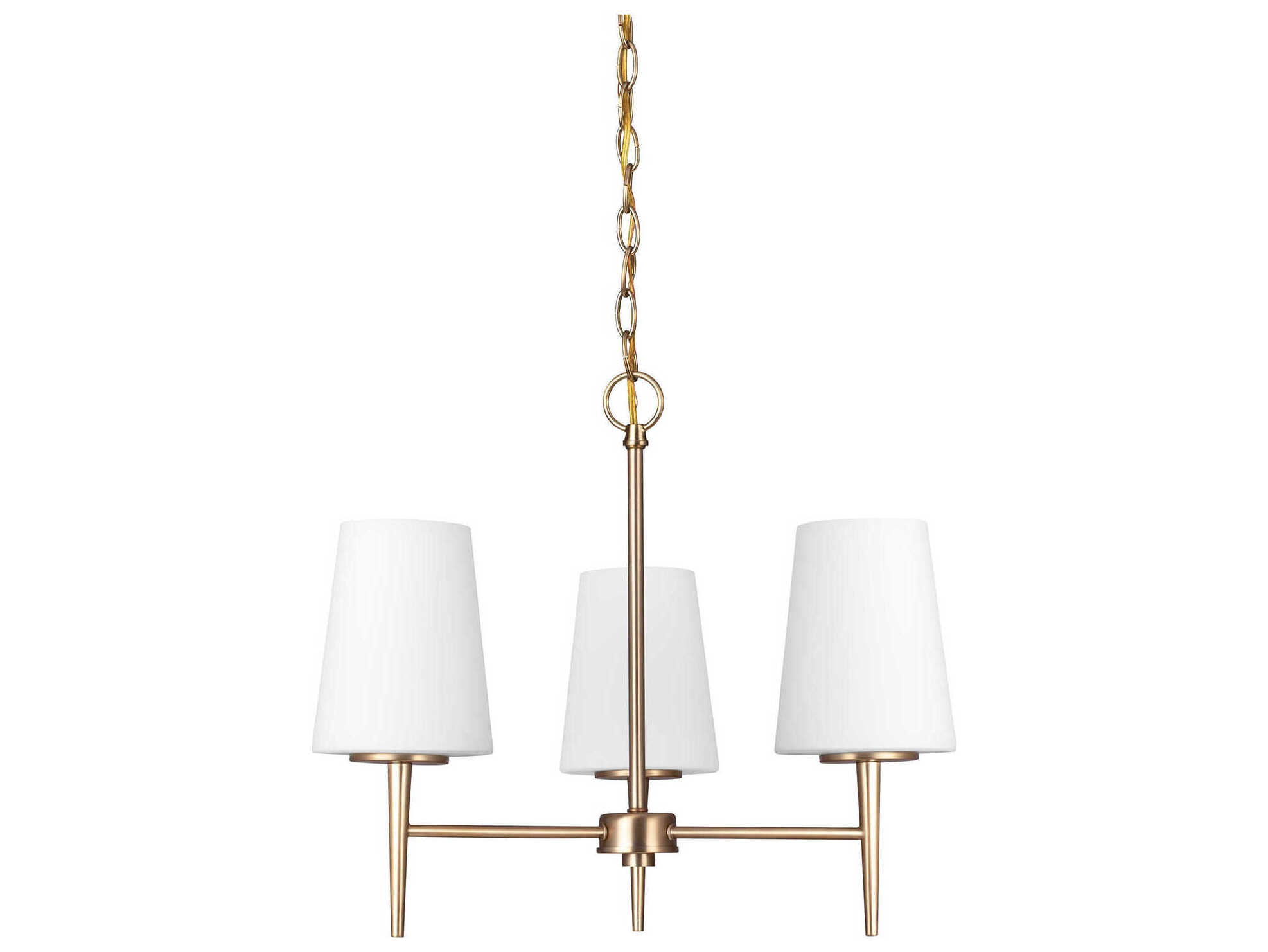 Generation Lighting Driscoll 3-Light Satin Brass Glass Chandelier