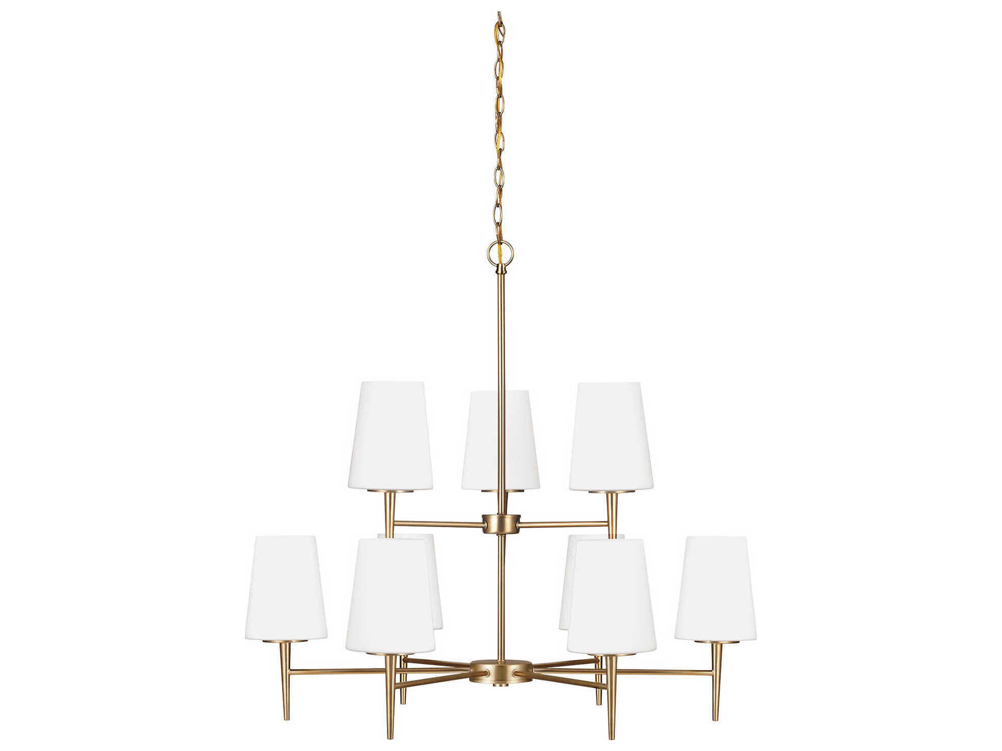 Generation Lighting Driscoll 9-Light Satin Brass Glass Tiered Chandelier