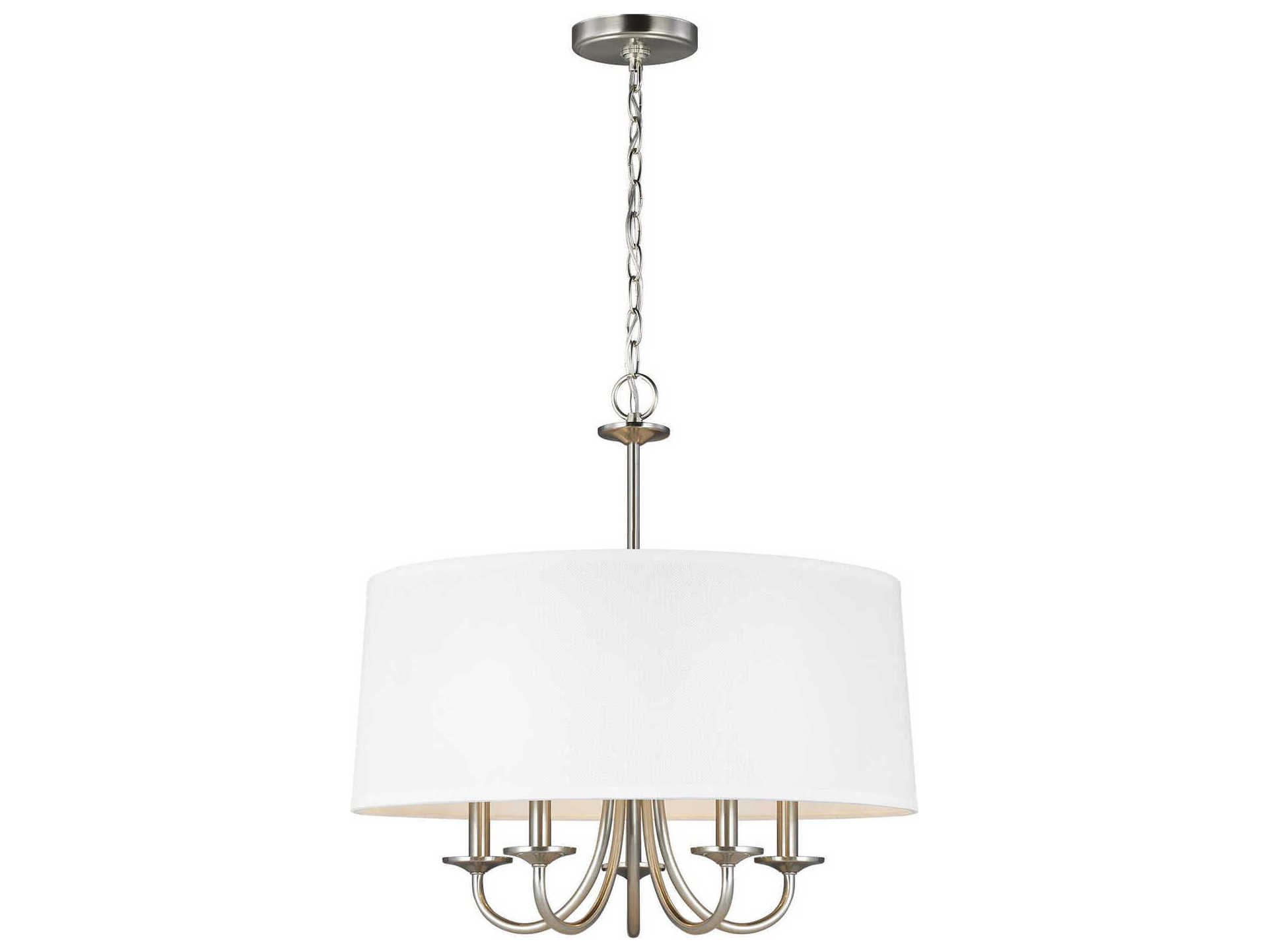Generation Lighting Seville 5-Light Brushed Nickel Glass Candelabra Drum Chandelier