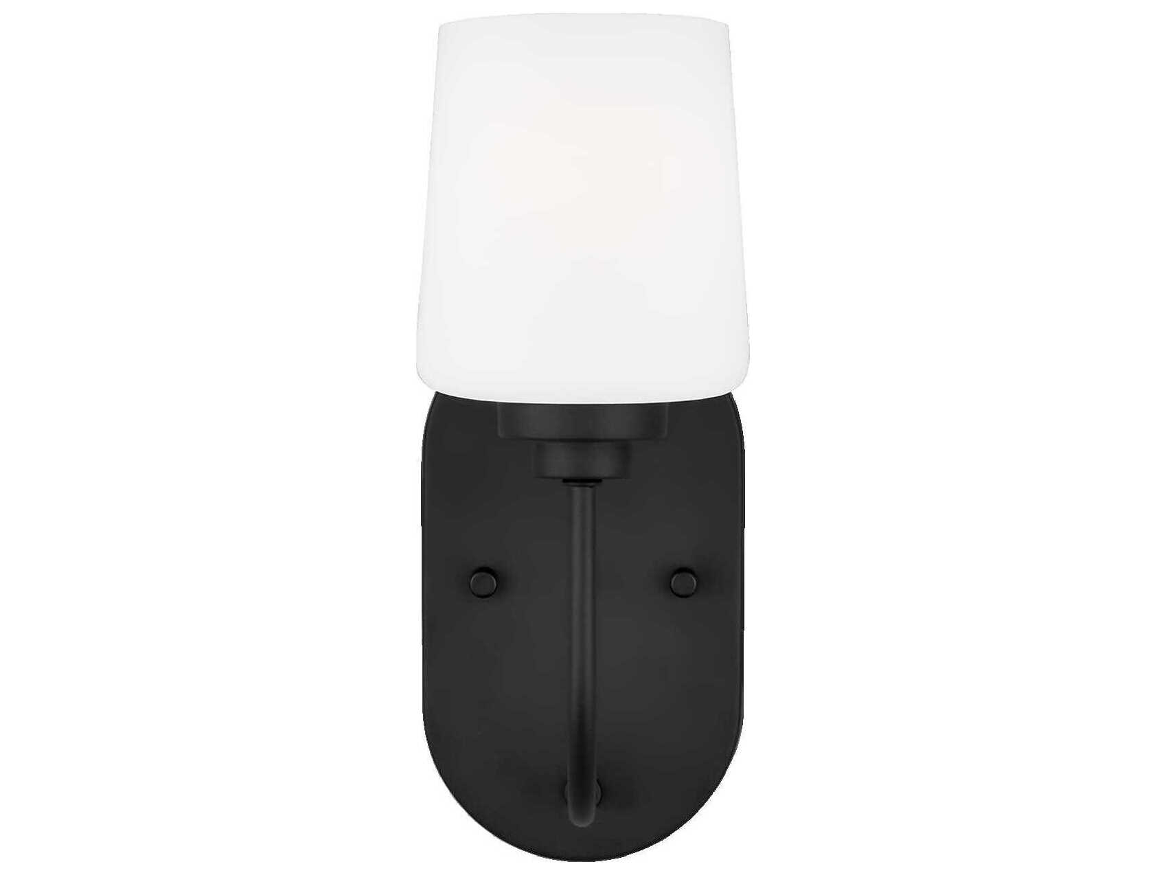 Generation Lighting Windom 1-Light Midnight Black Glass Wall Sconce