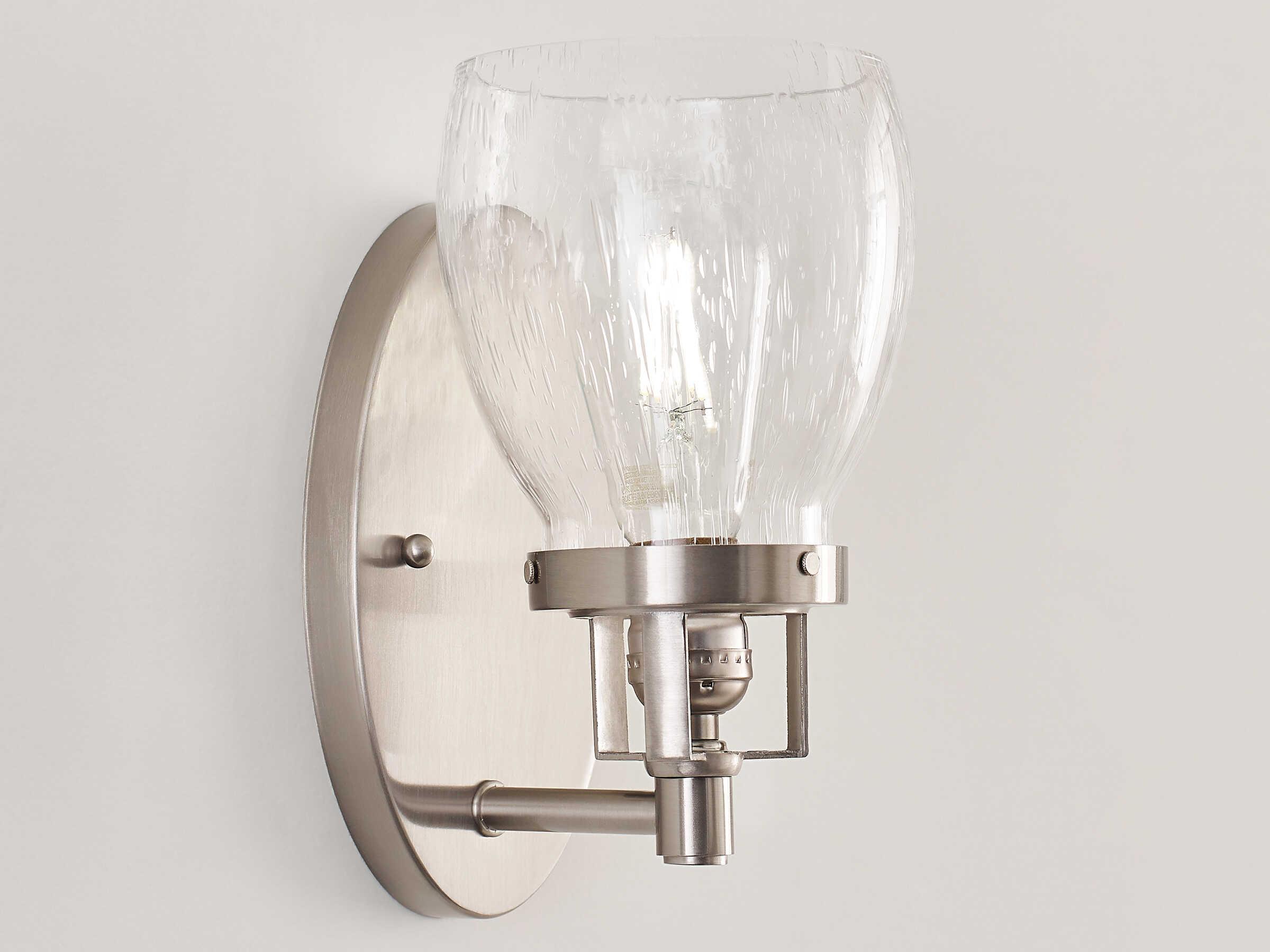 Generation Lighting Belton 1-Light Brushed Nickel Glass Wall Sconce