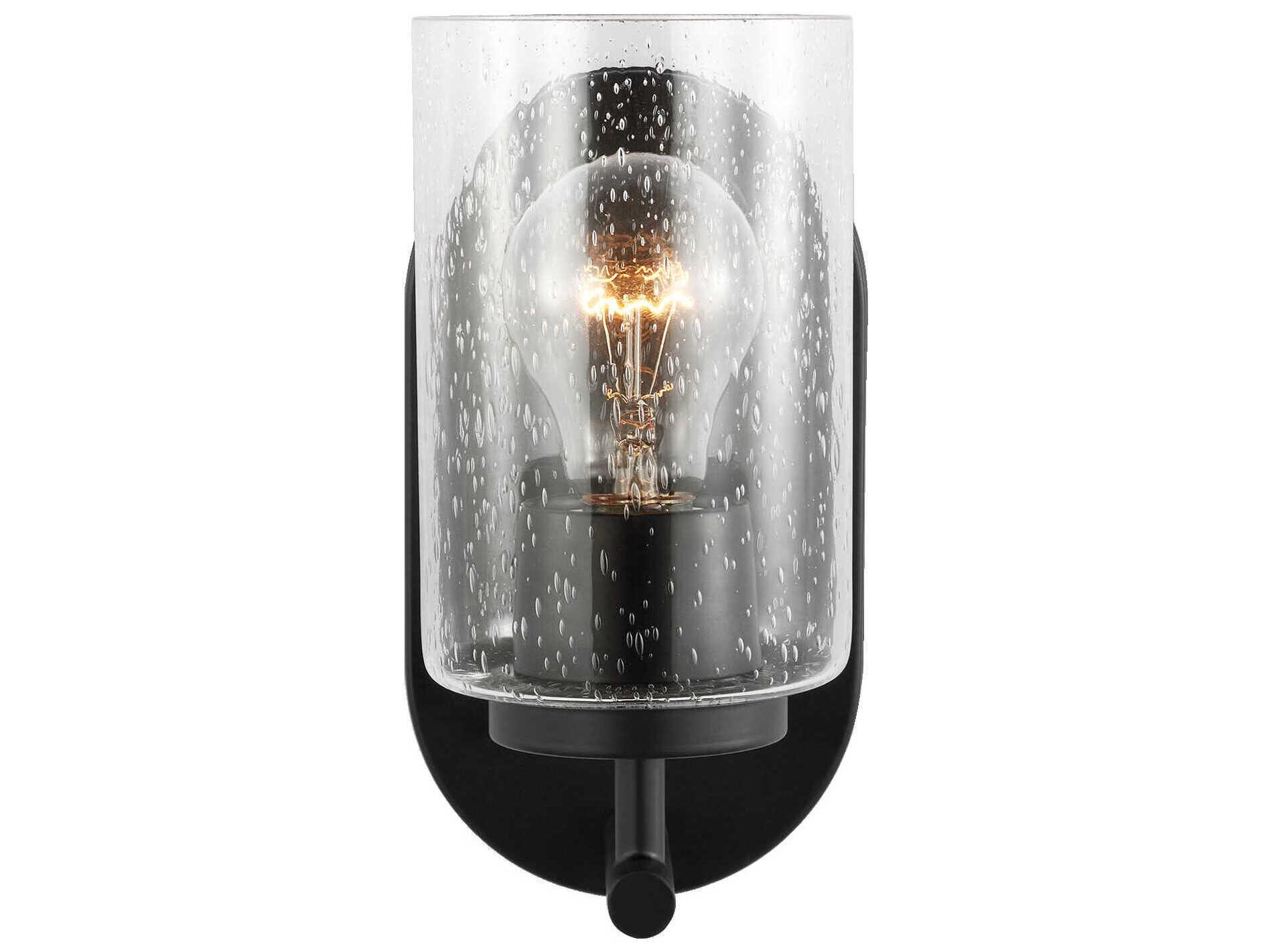 Generation Lighting Oslo 1-Light Midnight Black Glass Wall Sconce