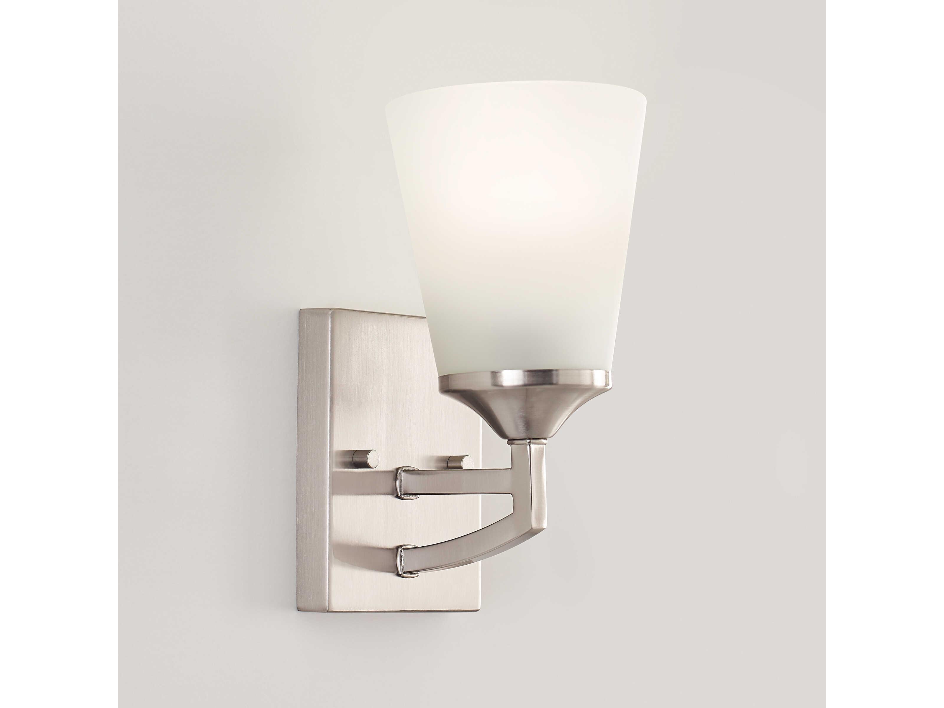 Generation Lighting Hanford 1-Light Brushed Nickel Glass Wall Sconce