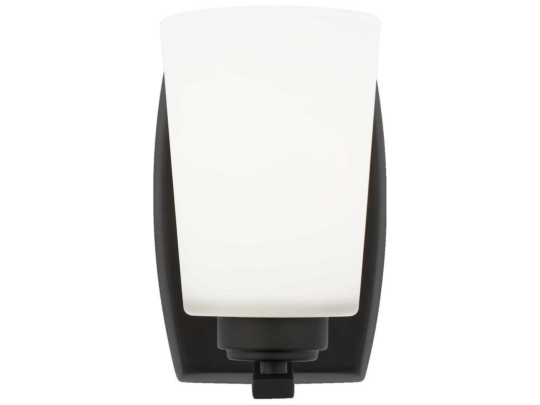 Generation Lighting Franport 1-Light Midnight Black Glass Wall Sconce