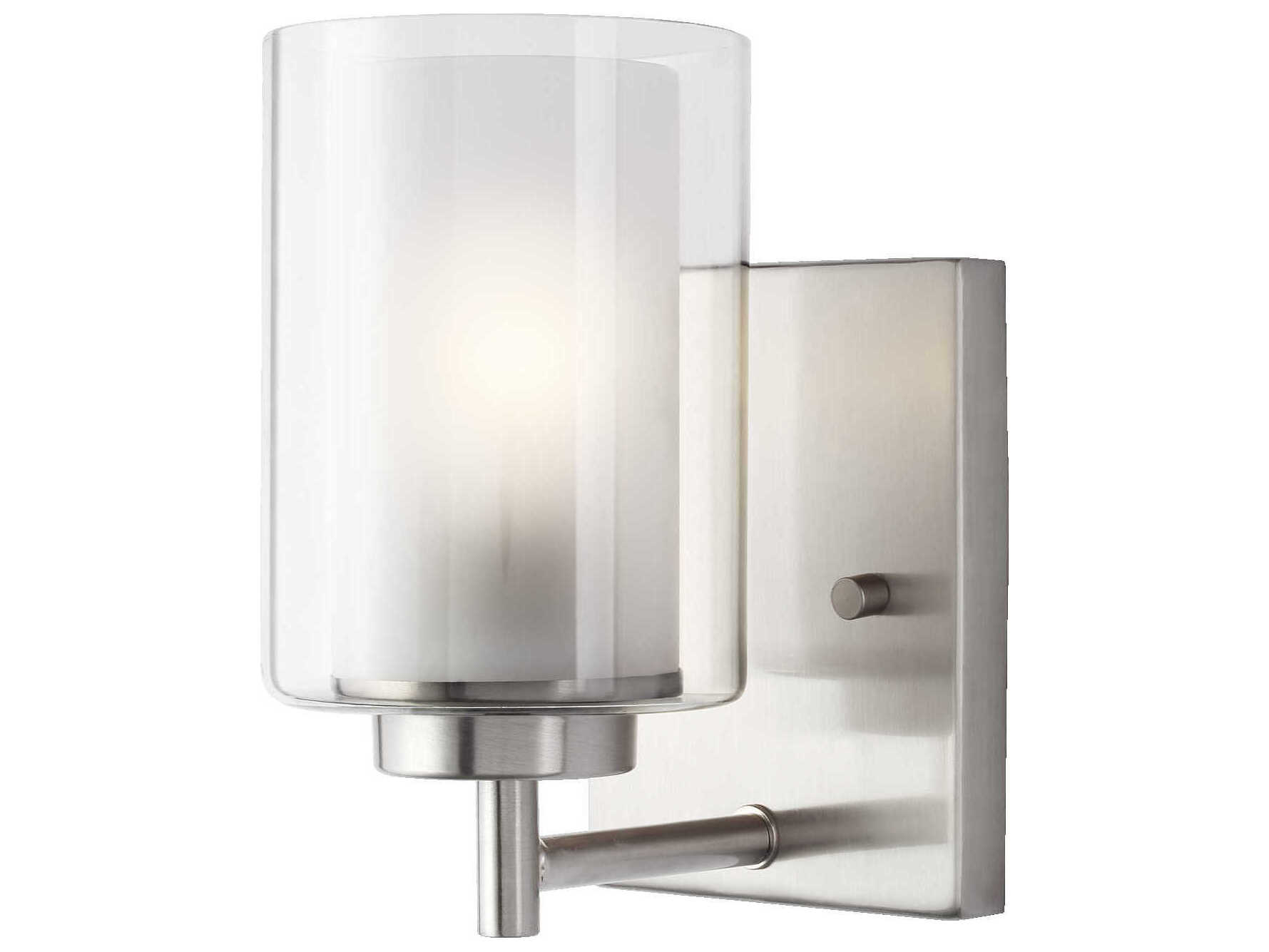 Generation Lighting Elmwood Park 1-Light Brushed Nickel Glass Wall Sconce