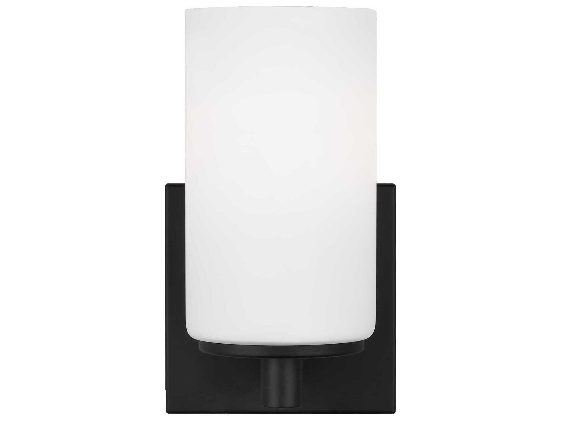 Generation Lighting Hettinger 1-Light Midnight Black Glass Wall Sconce