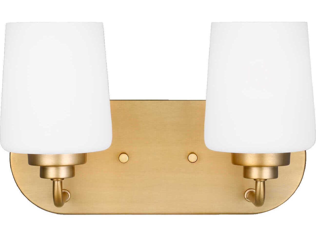 Generation Lighting Windom 2-Light Satin Brass Glass Vanity Light