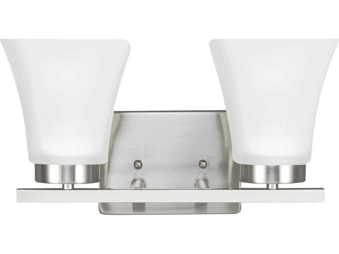 Generation Lighting Bayfield 2-Light Brushed Nickel Glass Vanity Light