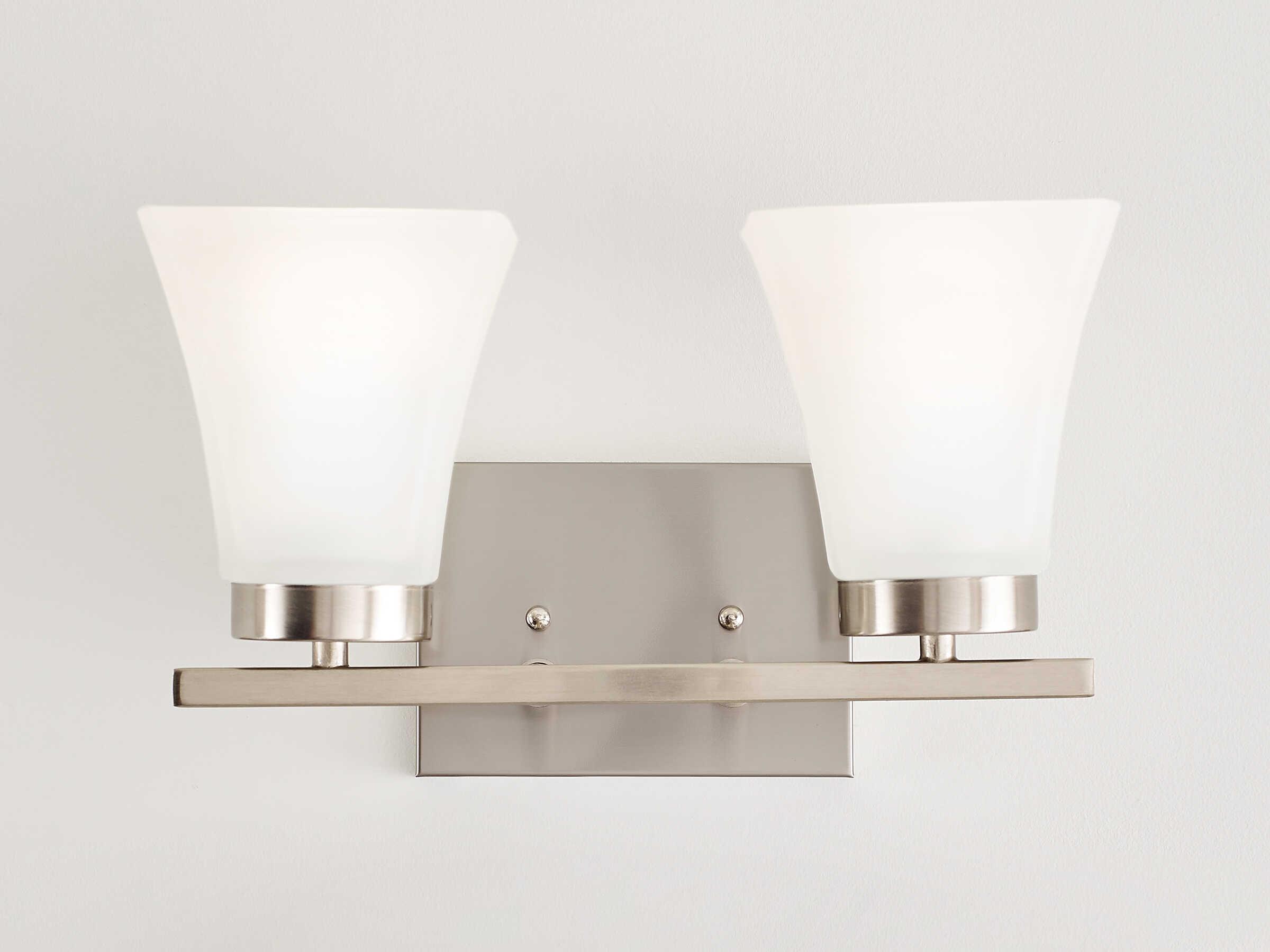 Generation Lighting Bayfield 2-Light Brushed Nickel Glass Vanity Light