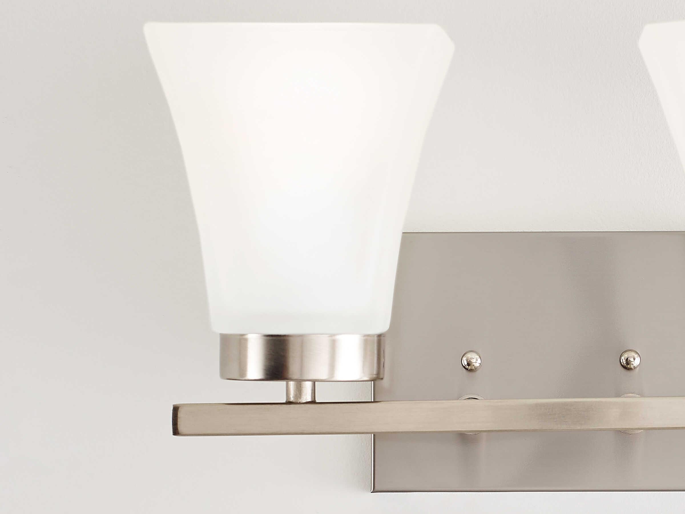 Generation Lighting Bayfield 2-Light Brushed Nickel Glass Vanity Light