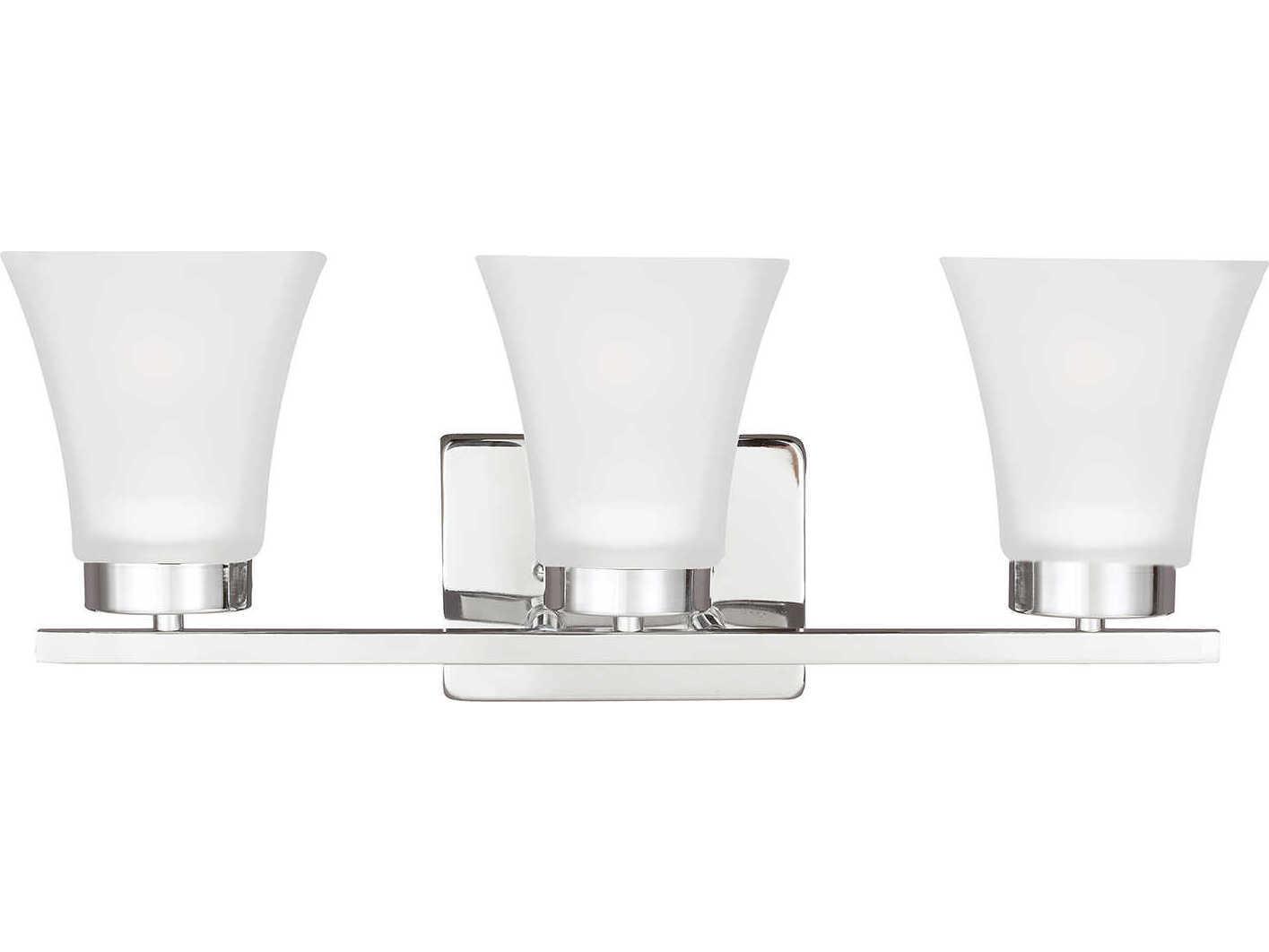 Generation Lighting Bayfield 3-Light Chrome Glass Vanity Light