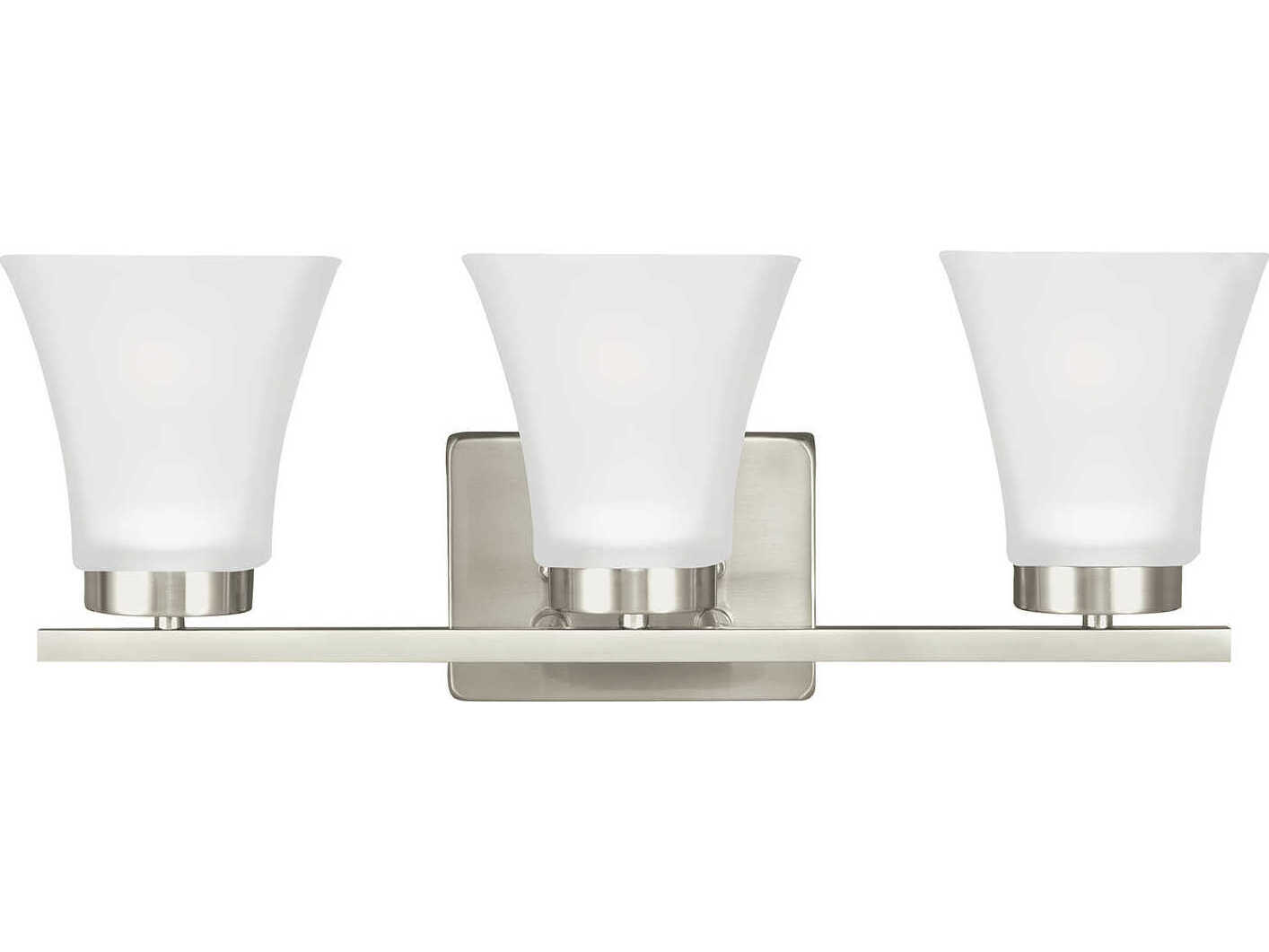 Generation Lighting Bayfield 3-Light Brushed Nickel Glass Vanity Light