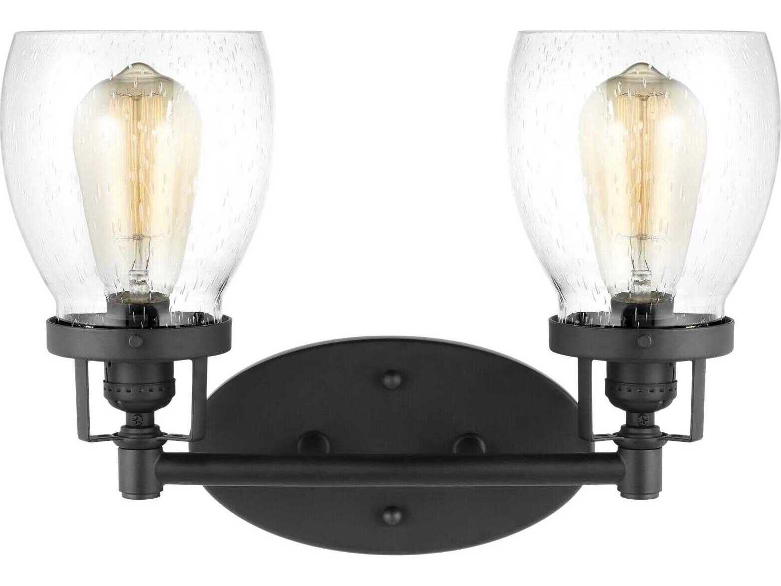 Generation Lighting Belton 2-Light Midnight Black Glass Vanity Light