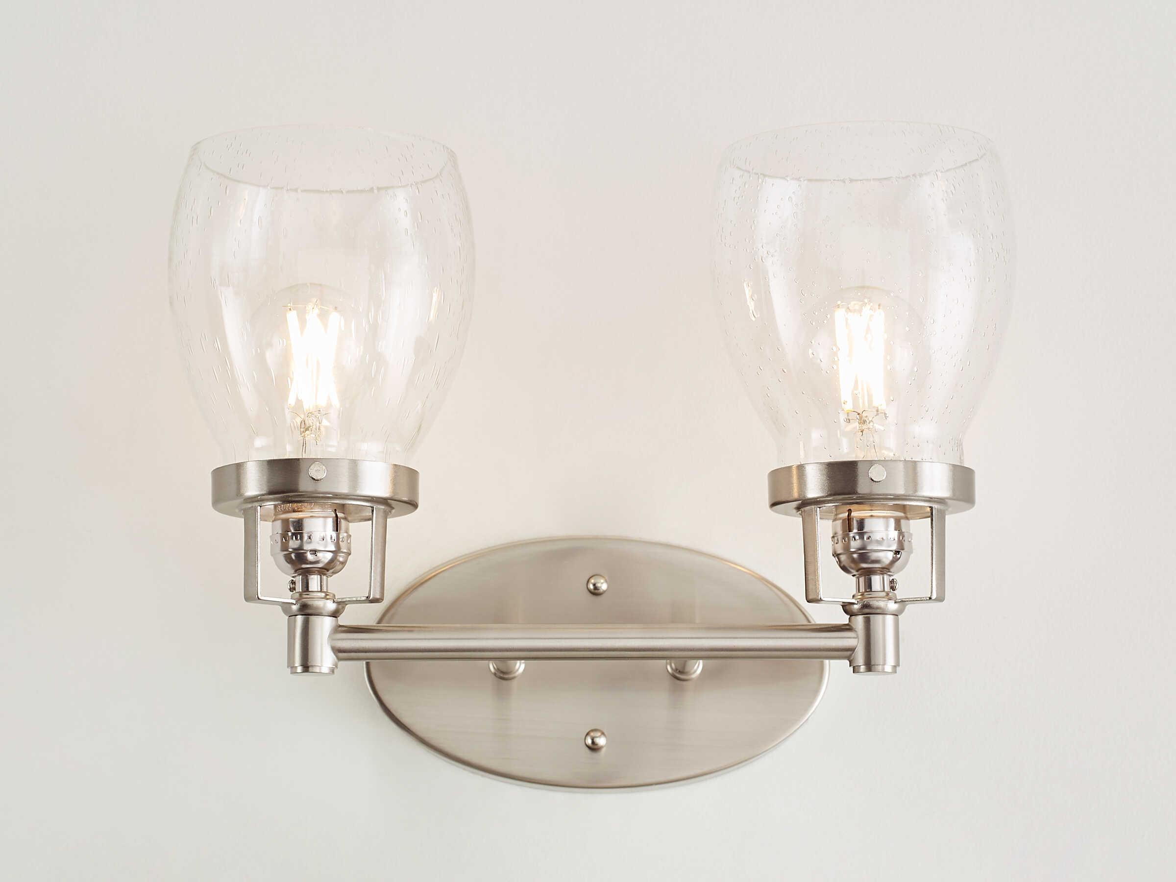 Generation Lighting Belton 2-Light Brushed Nickel Glass Vanity Light