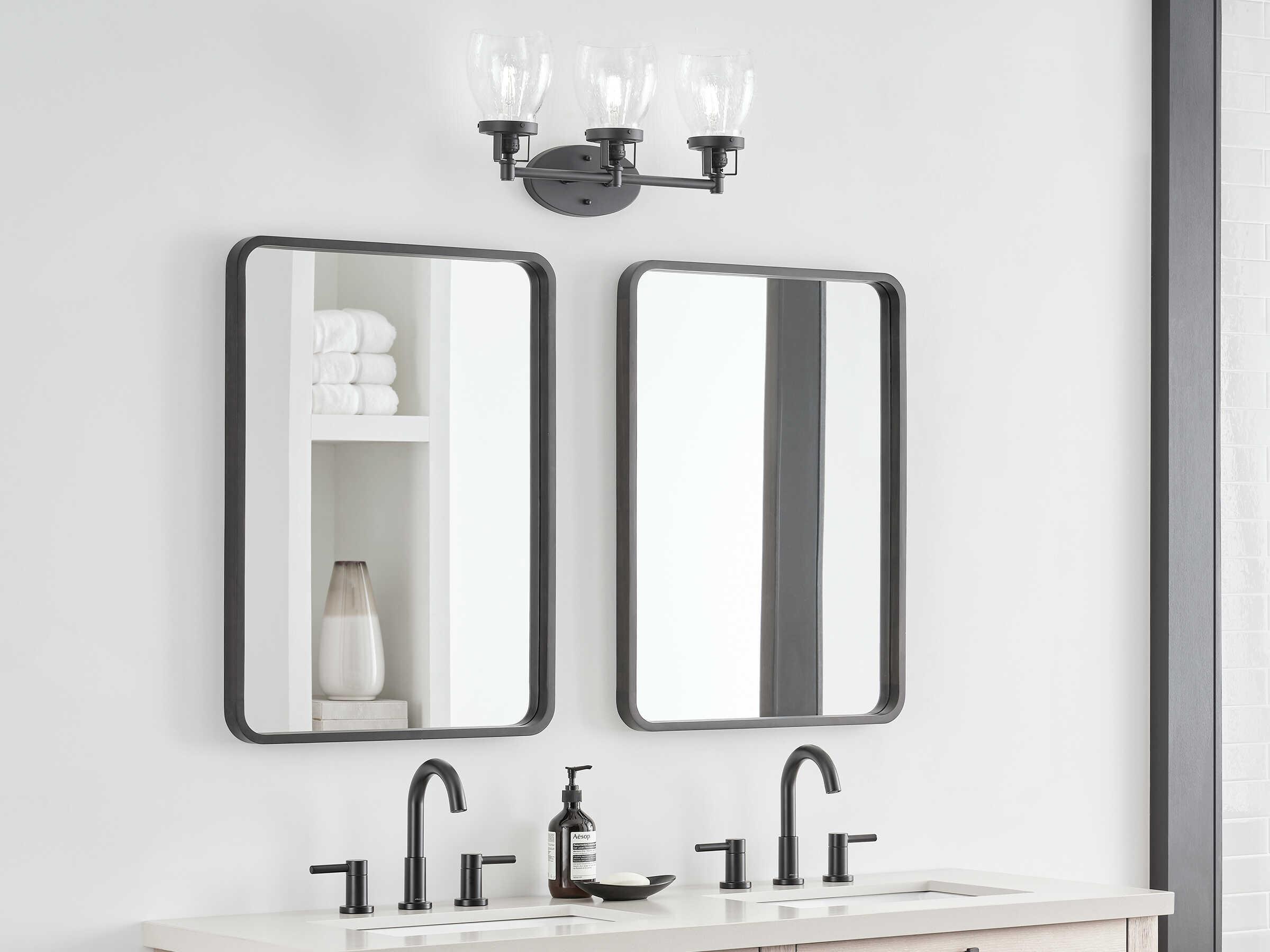 Generation Lighting Belton 3-Light Midnight Black Glass Vanity Light