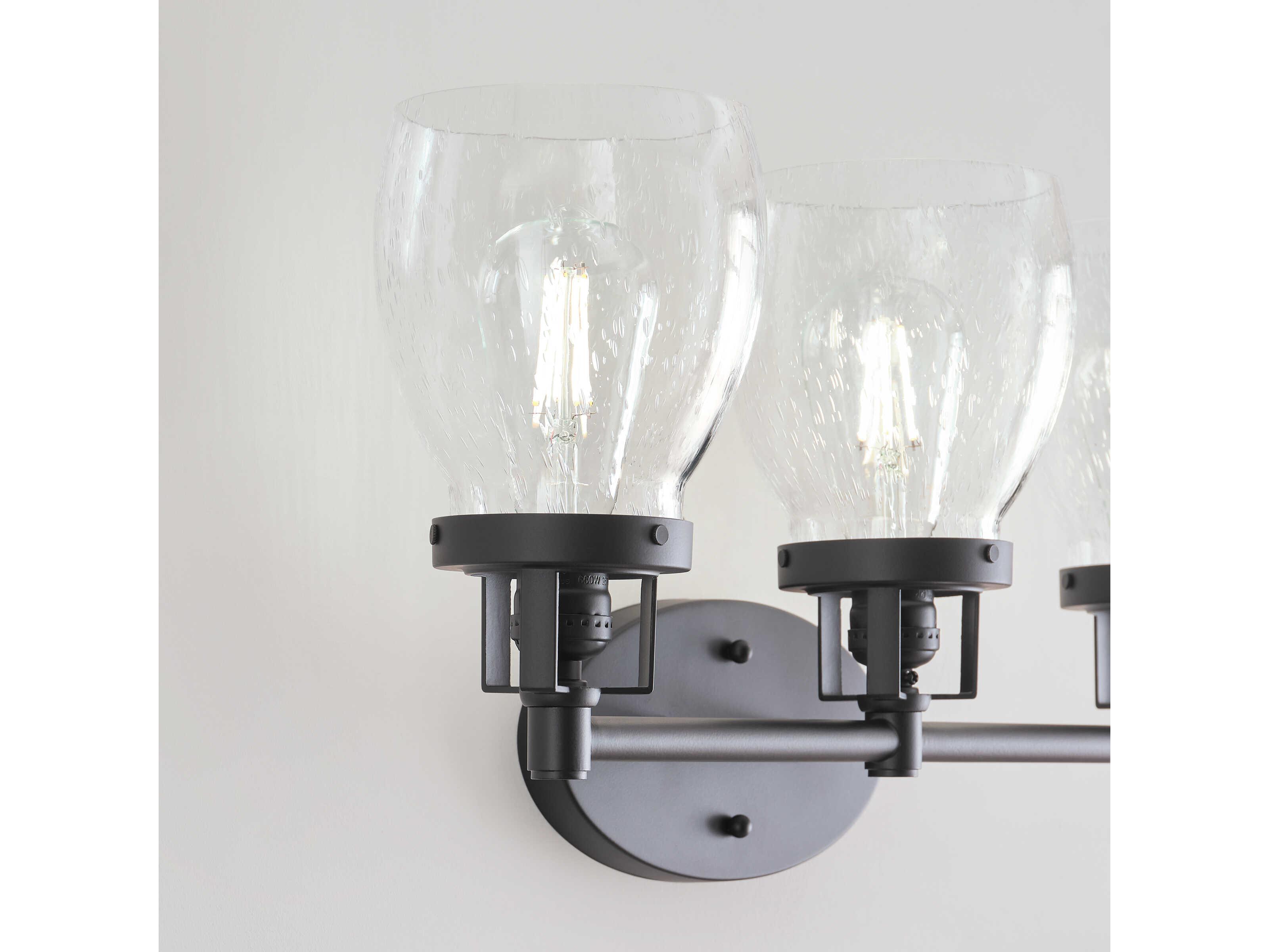 Generation Lighting Belton 3-Light Midnight Black Glass Vanity Light