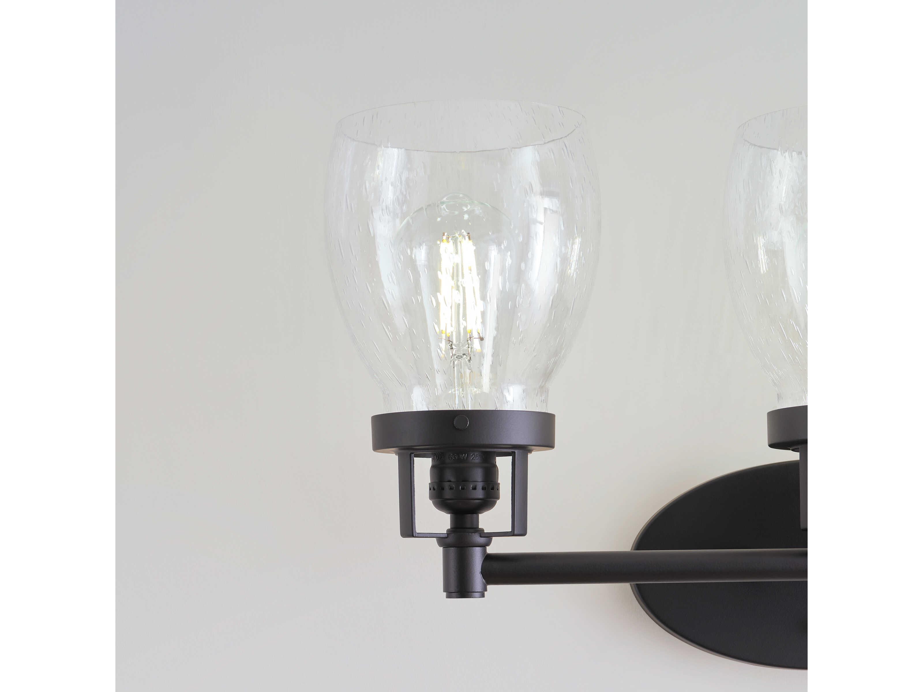 Generation Lighting Belton 3-Light Midnight Black Glass Vanity Light