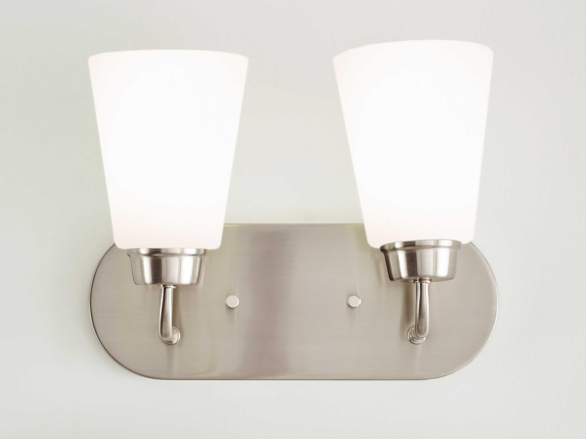 Generation Lighting Kerrville 2-Light Brushed Nickel Glass Vanity Light