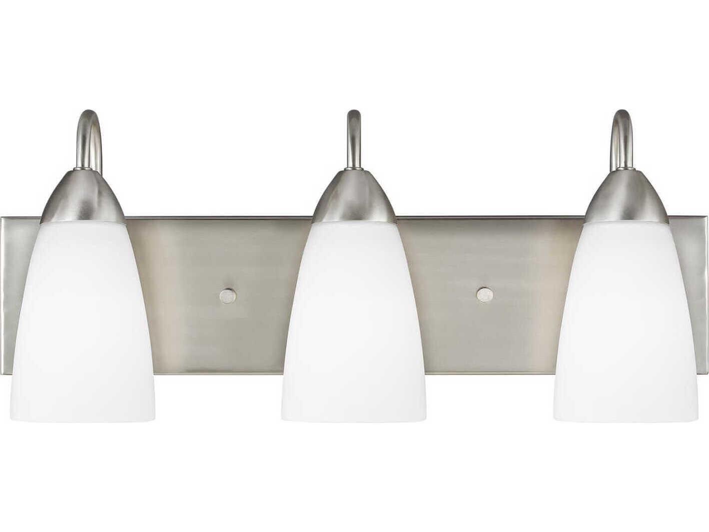 Generation Lighting Seville 3-Light Brushed Nickel Glass LED Vanity Light