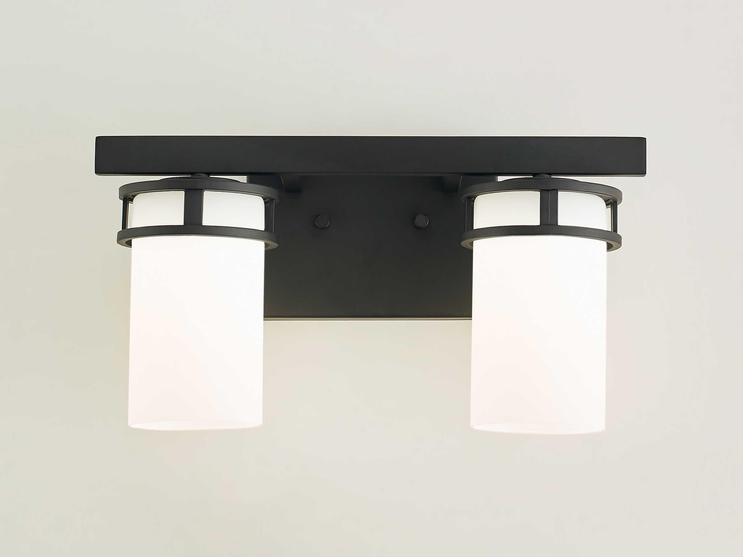 Generation Lighting Robie 2-Light Midnight Black Glass Vanity Light